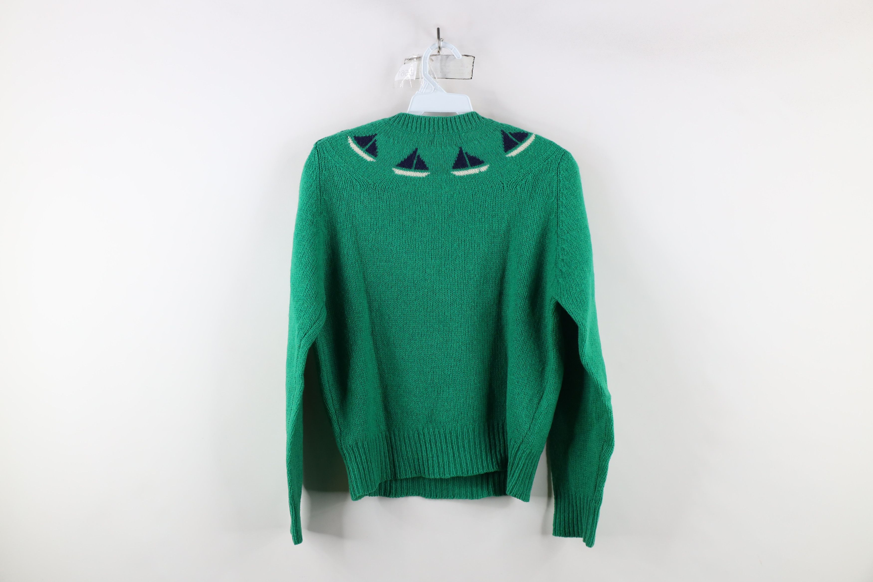 Vintage Vintage 70s Streetwear Knit Sailing Sailboat Sweater Green Size L / US 10 / IT 46 - 10 Thumbnail