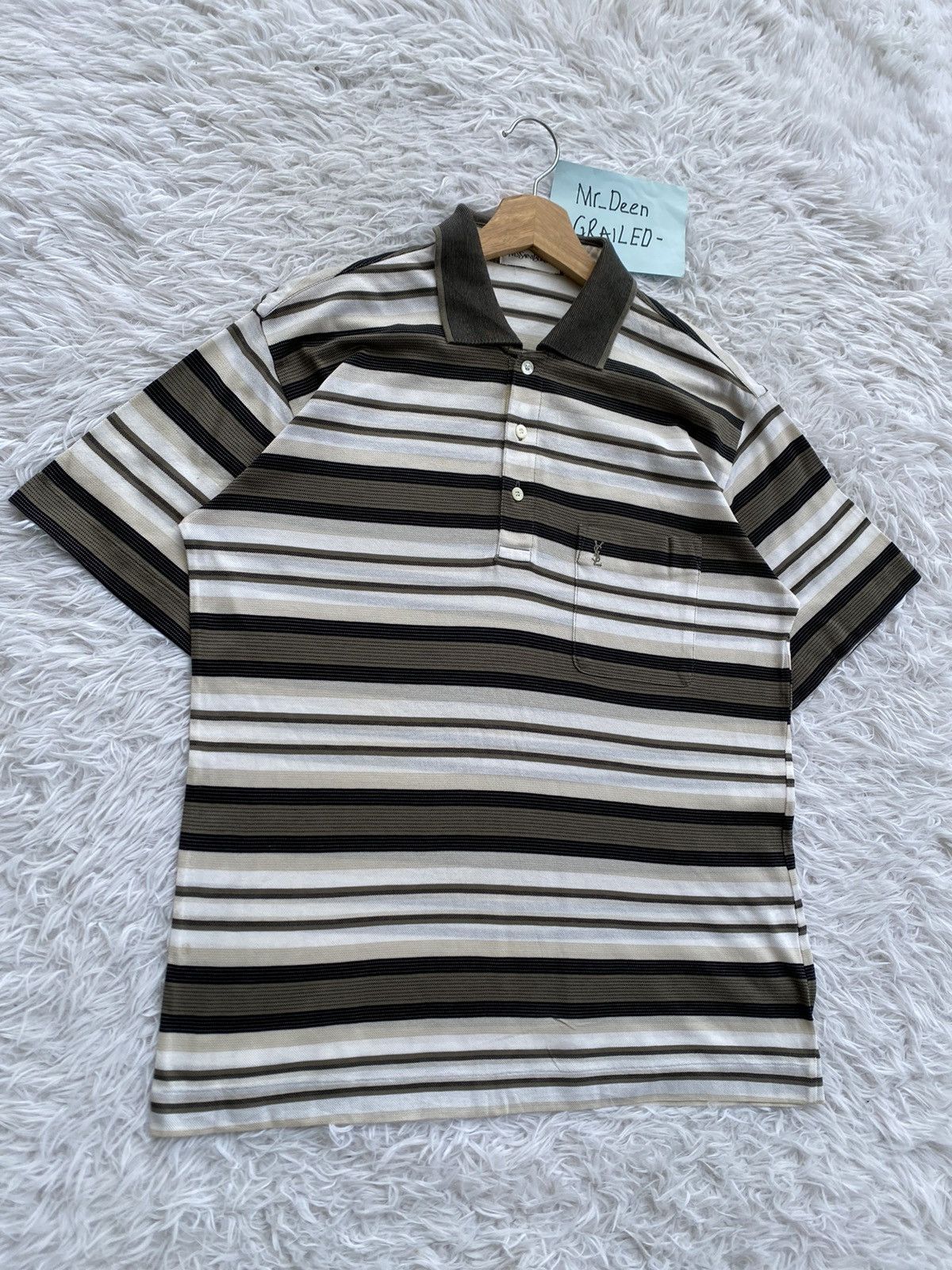 Yves Saint Laurent Rare Vintage YSL Yves Saint Laurent Small Spellout Shirt Size US M / EU 48-50 / 2 - 2 Thumbnail