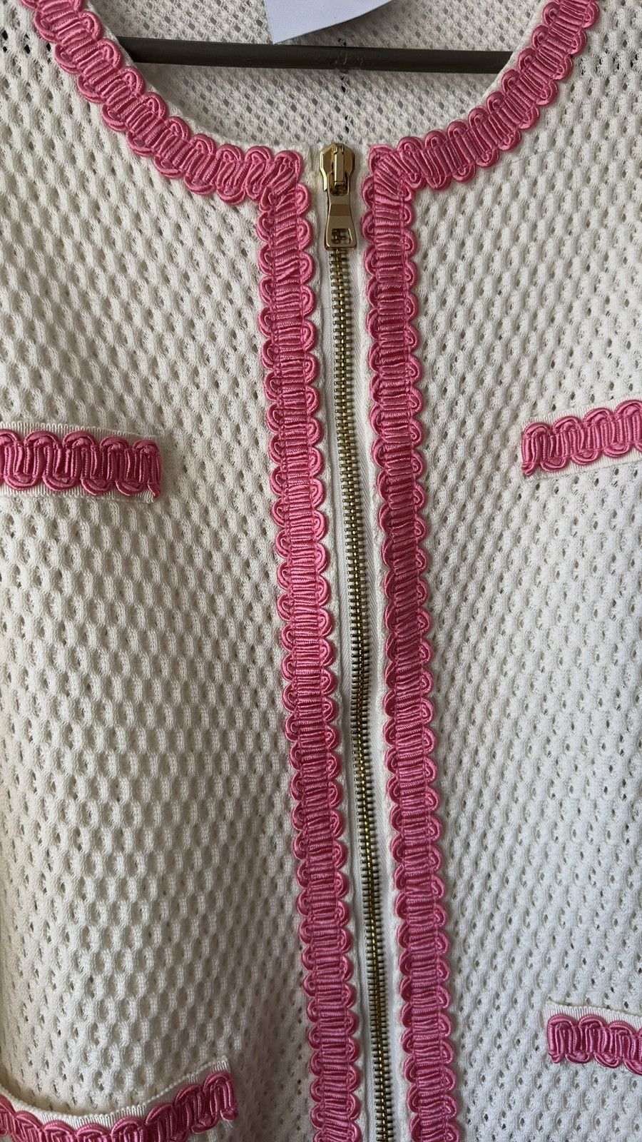 Moschino Vintage Moschino Crochet Mesh Cardigan Pink Braid Trim Size XL / US 12-14 / IT 48-50 - 5 Thumbnail