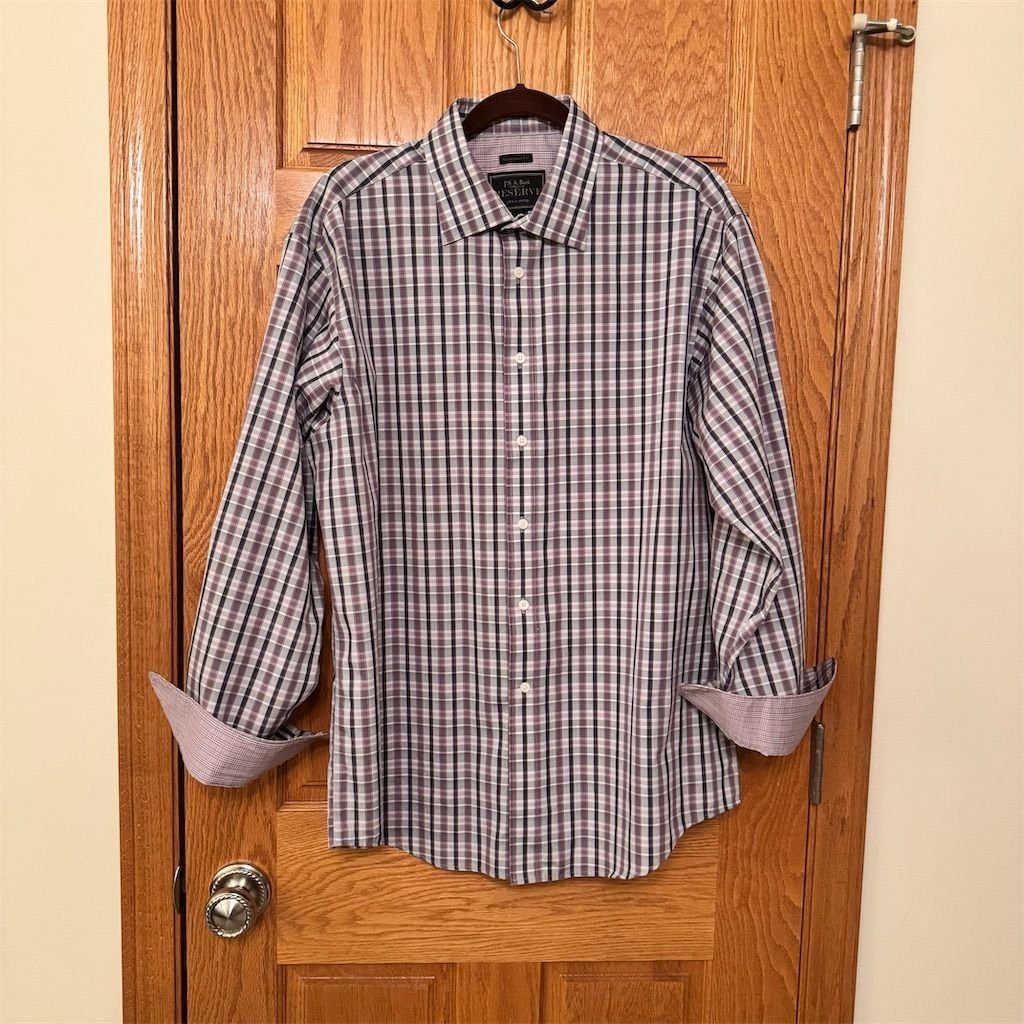 Jos. A. Bank Jos. A. Bank Reserve Men's Multi-Check Dress Shirt L Long S Size US L / EU 52-54 / 3 - 1 Thumbnail