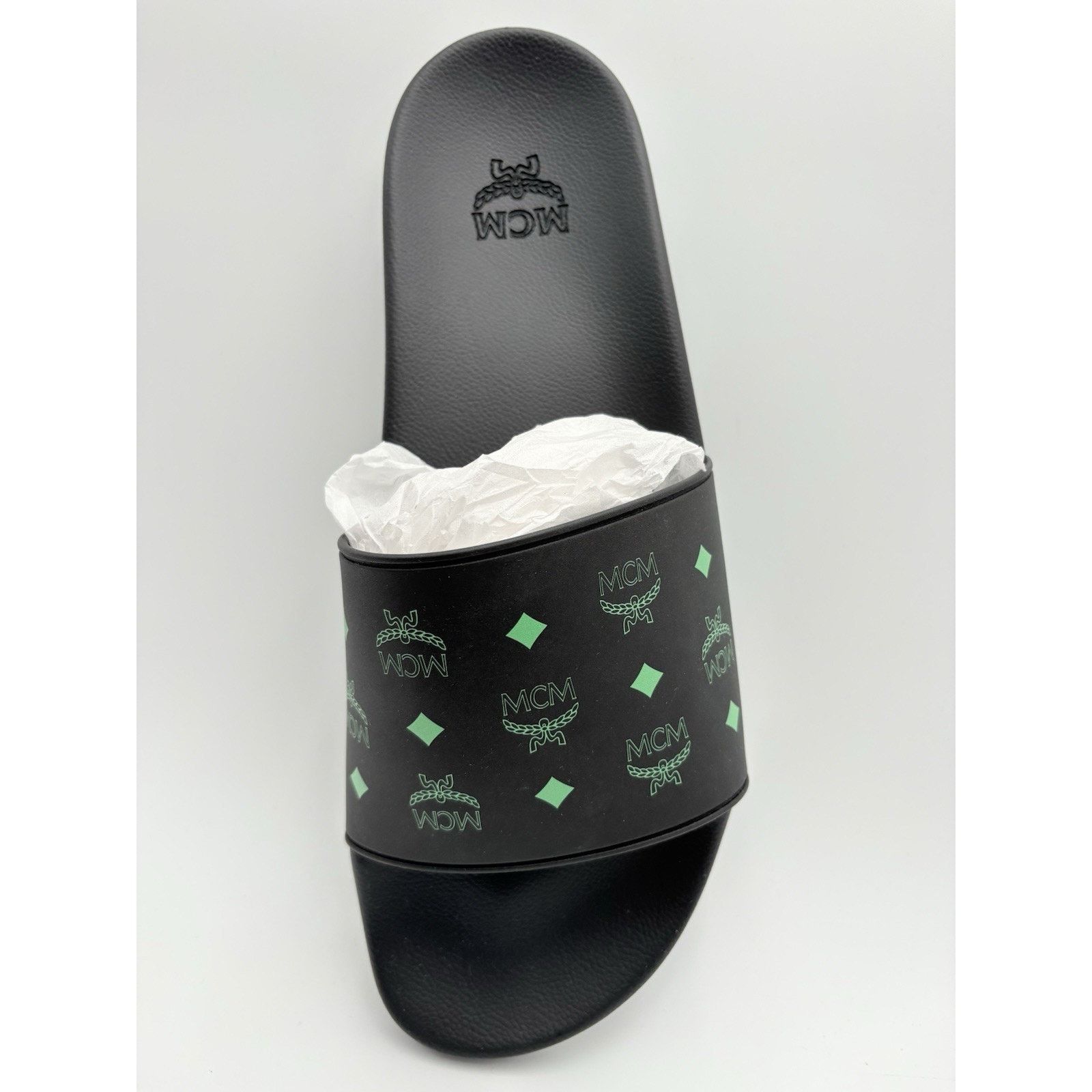 MCM MCM Monogram Print Slides ' Black Splash Green ' | NEW! Size US 12 / EU 45 - 10 Thumbnail