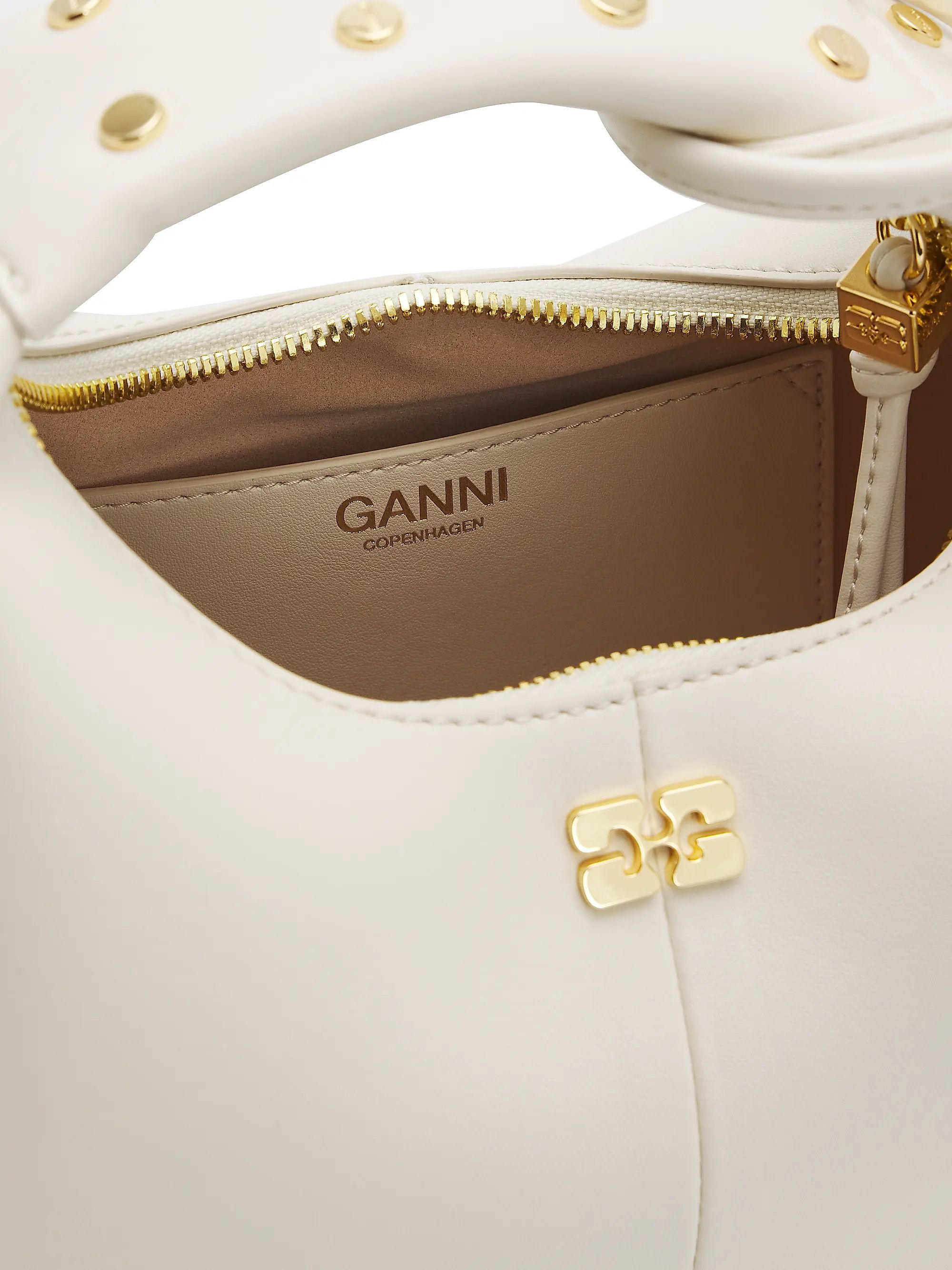 Ganni os11x0526 Size: OS / Mini Studded Hobo Bag in Ivory Size ONE SIZE - 4 Thumbnail