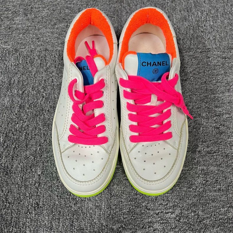 Chanel Chanel White Lace-Up Fashion Sneakers Size US 5.5 / EU 38 - 2 Thumbnail