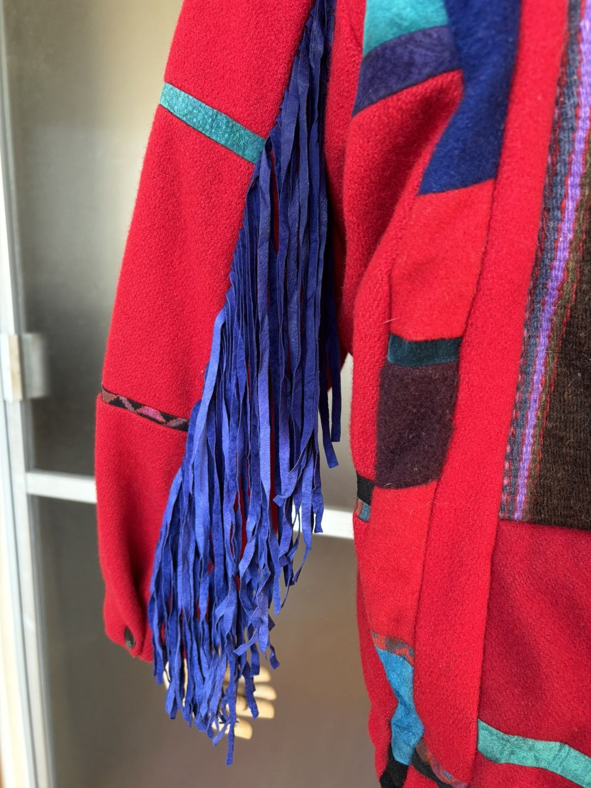 Designer × Vintage Santa Fe Re-creations 90s Suede Patchwork Fringe Jacket Size M / US 6-8 / IT 42-44 - 8 Thumbnail
