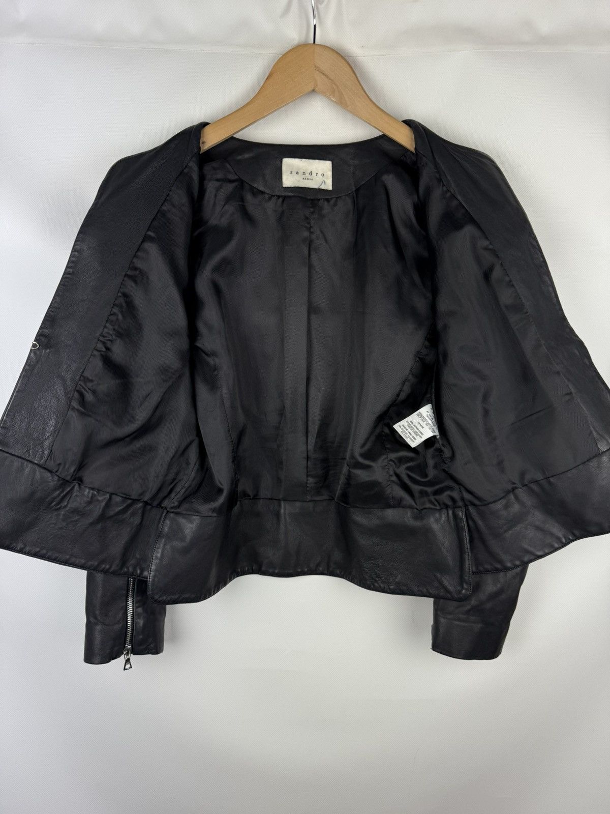 Sandro Sandro Paris Ladies Lamb Leather Biker Jacket Size ~ L Size L / US 10 / IT 46 - 22 Thumbnail