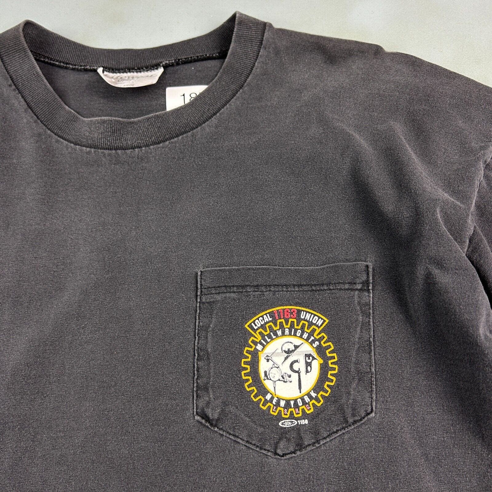 Vintage VINTAGE 90s | New York Millwrights Union Faded T-Shirt XXL Size US XL / EU 56 / 4 - 3 Thumbnail
