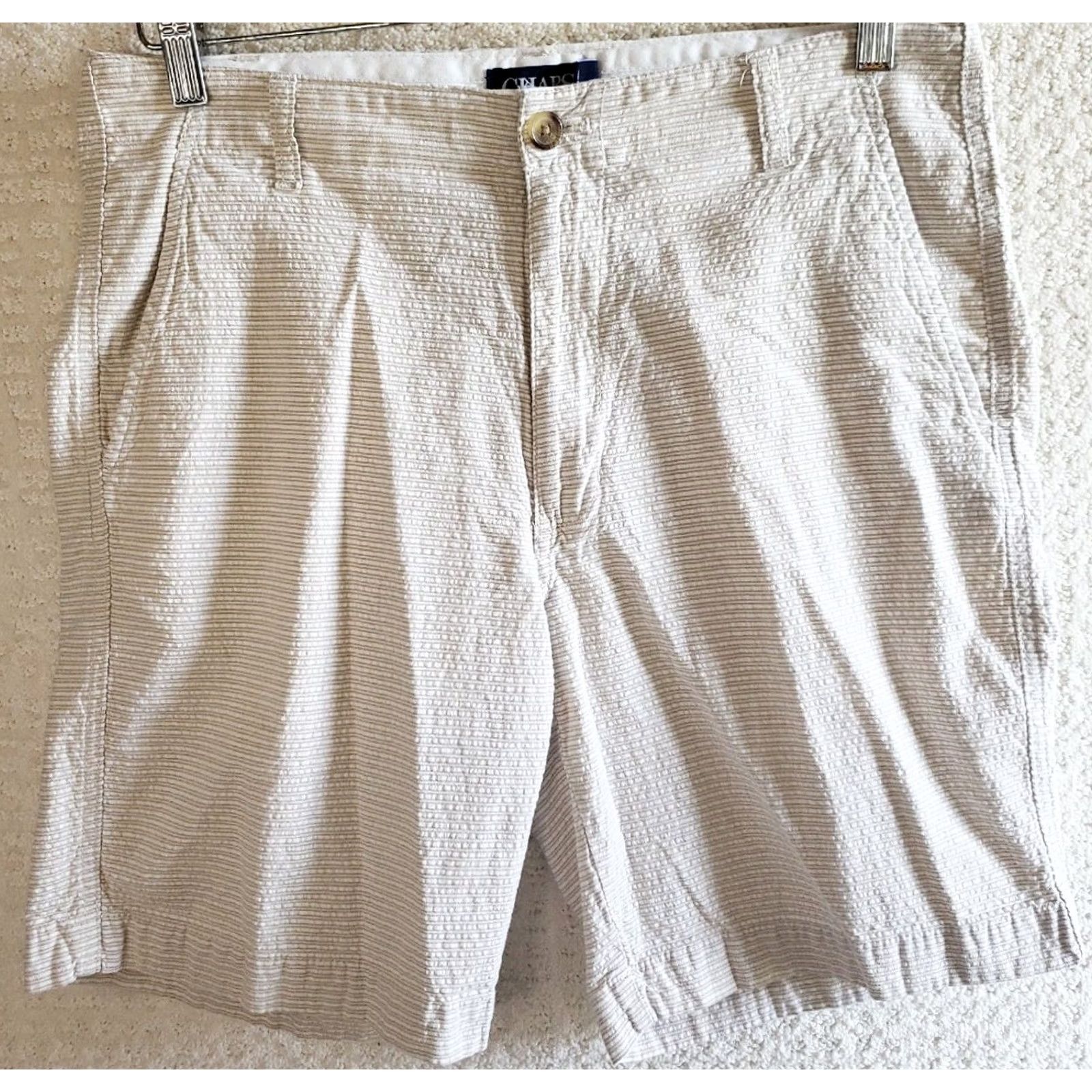 Chaps Chaps Seersucker Shorts Men’s 32x9 Beige-White Striped Chino Style 100% Cotton Size US 32 / EU 48 - 2 Thumbnail