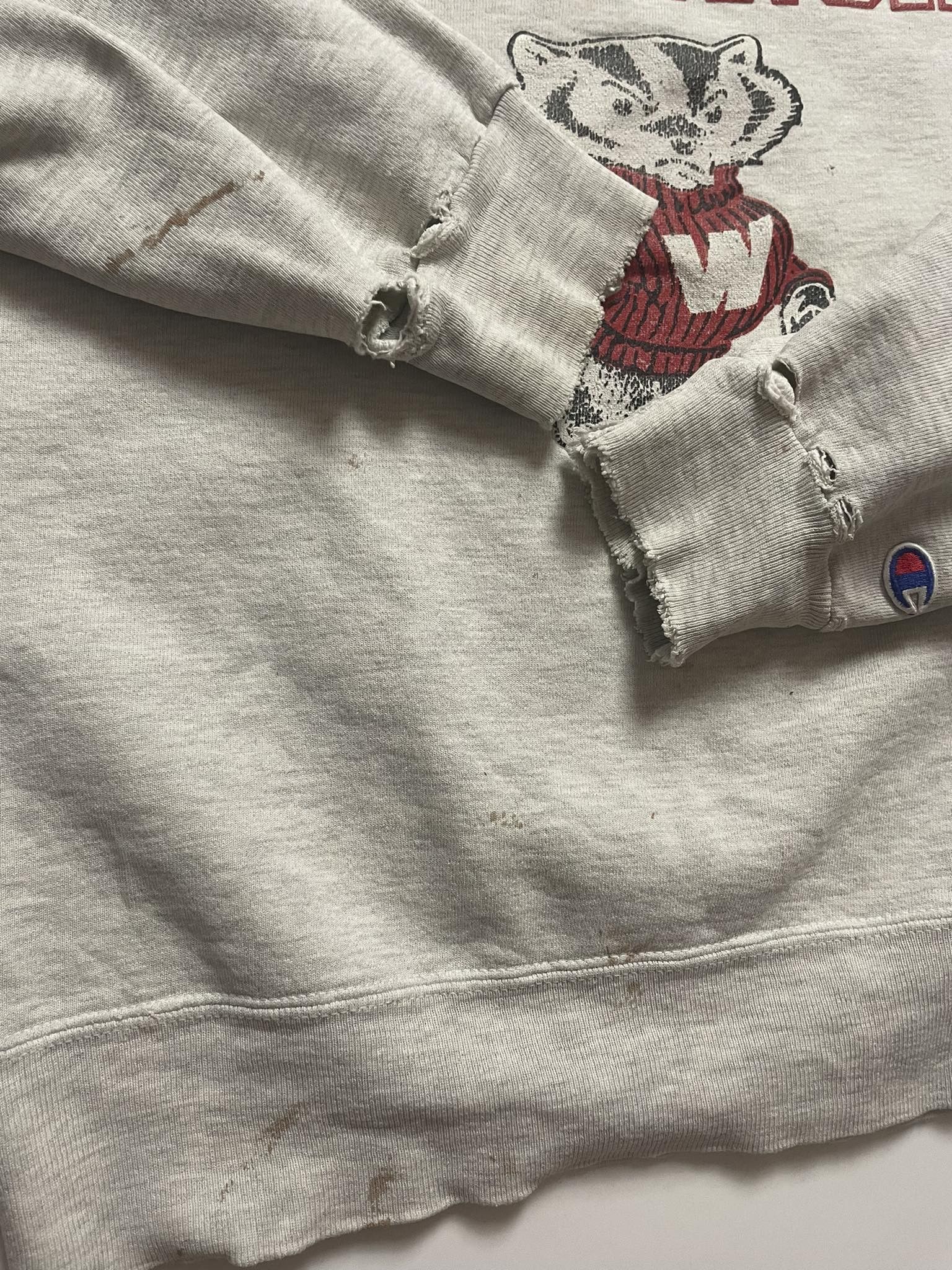 Champion × Vintage Vintage Champion Wisconsin Distressed Sweatshirt Size US M / EU 48-50 / 2 - 6 Thumbnail