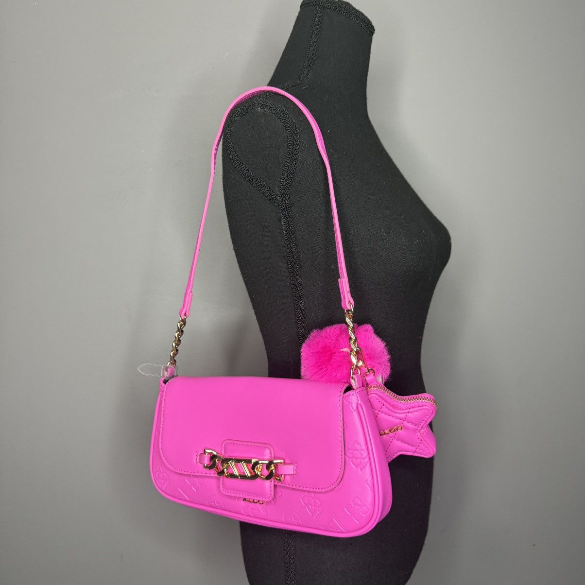 Aldo ALDO Hot Pink Star Charm Crossbody Bag with Pom Pom Size ONE SIZE - 11 Thumbnail