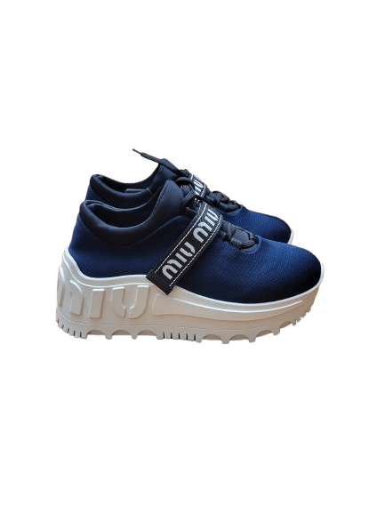 Miu Miu Navy Blue Chunky Sole Sneakers EU37 - Women's Designer Shoes Size US 7 / IT 37 - 1 Thumbnail
