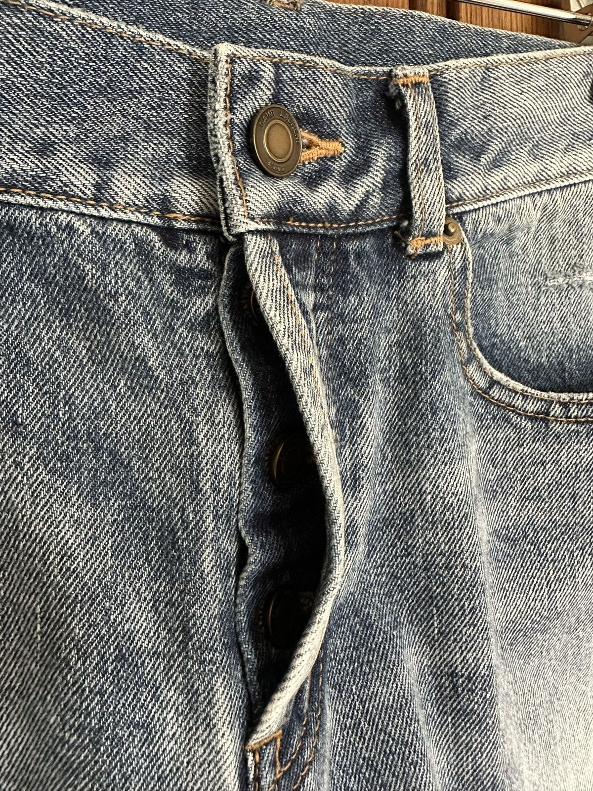 Saint Laurent Paris SS20 Saint Laurent distressed blue crash slim jeans 31 rip Size US 31 - 17 Thumbnail