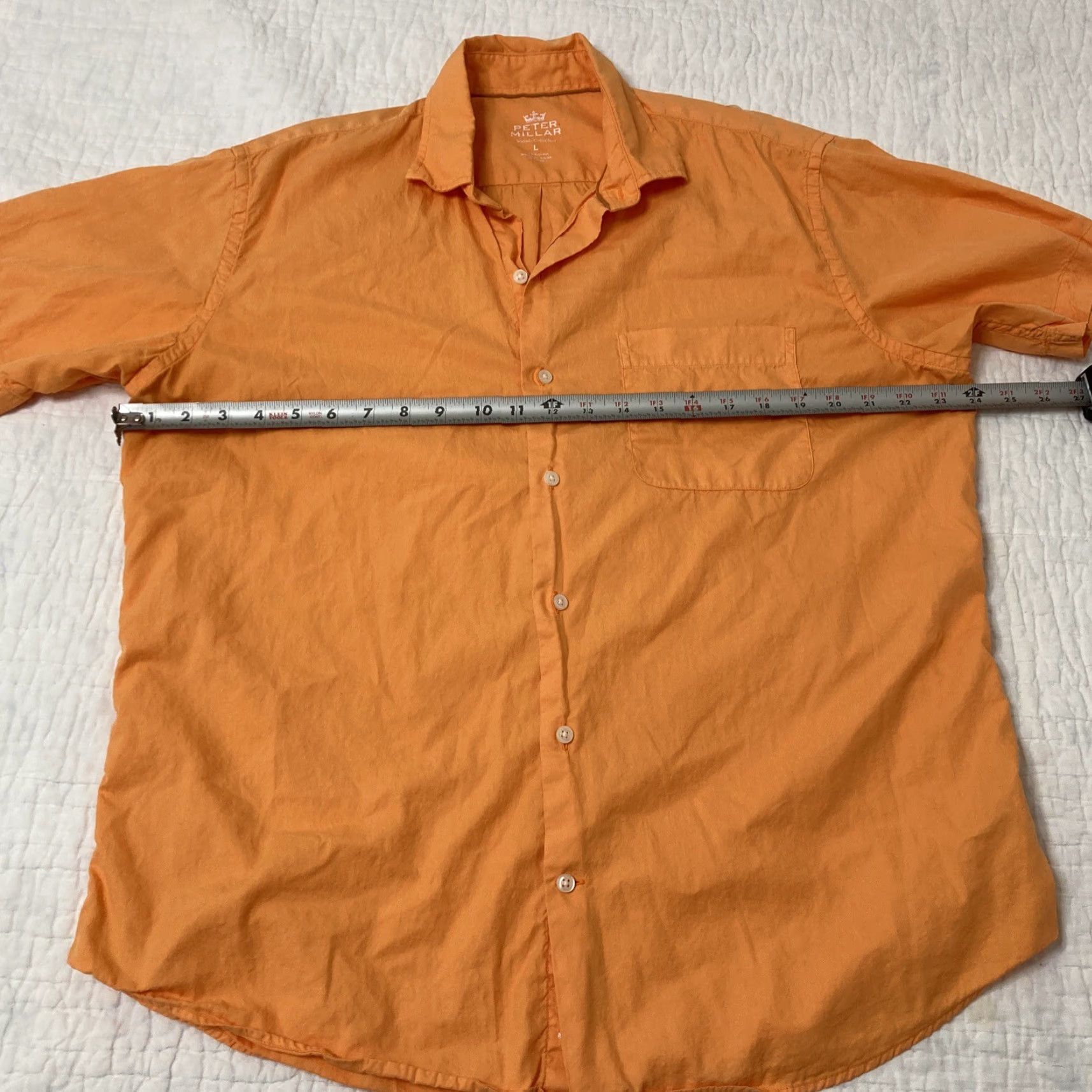 Peter Millar Peter Millar Shirt Mens Large Orange Seaside Collection Cotton Silk Button Up Size US L / EU 52-54 / 3 - 3 Thumbnail