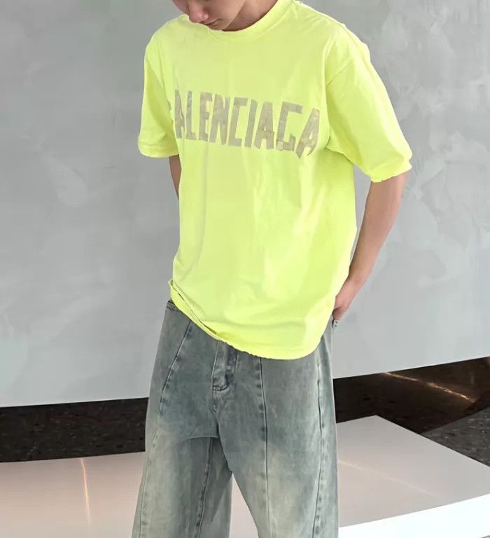 Balenciaga Balenciaga Neon Yellow Tape Distressed Holes Tee S Size US S / EU 44-46 / 1 - 8 Thumbnail