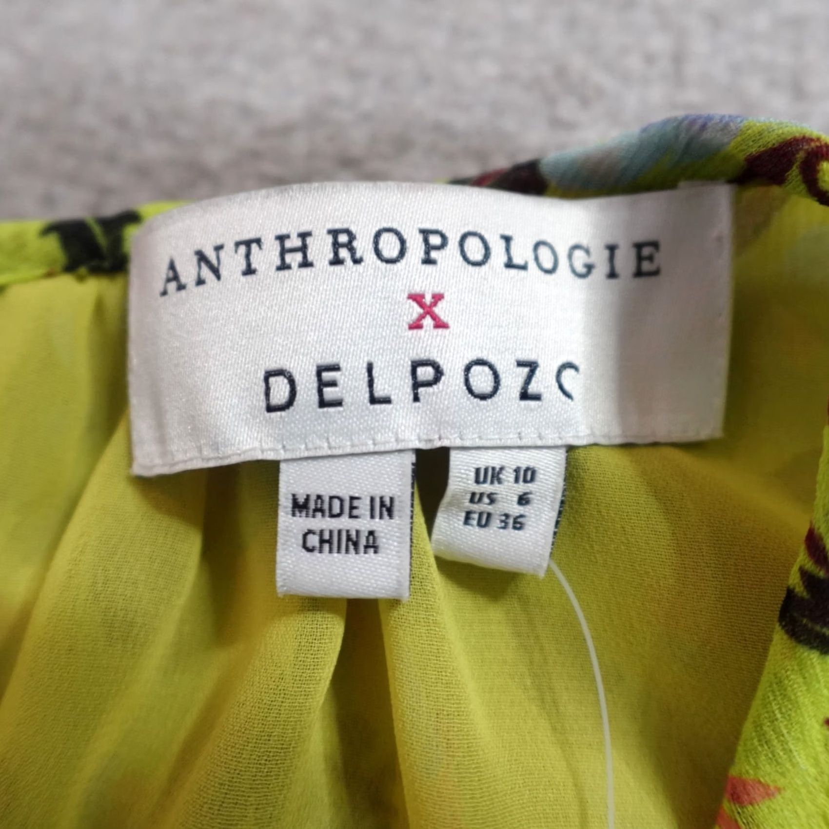 Anthropologie Anthropologie x Delpozo Blouse 6 Yellow Floral Batwing NEW Women Regular Viscose Crew Neck Button Casual Party/Cocktail Fall Spring Summer Womens Size M / US 6-8 / IT 42-44 - 2 Thumbnail