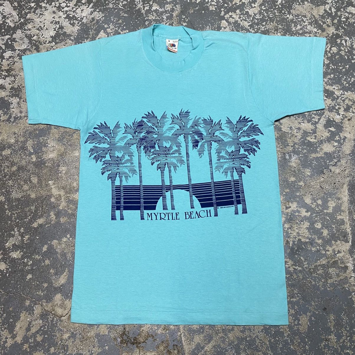 Japanese Brand × Vintage Vintage Myrtle Beach Palm Tree Trees Blue Tshirt 1989 Size US M / EU 48-50 / 2 - 1 Thumbnail