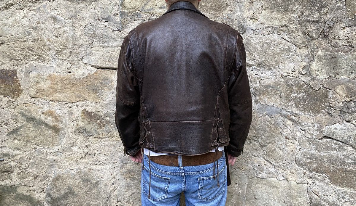 Vintage Vintage D-Pocket Motorcycle Distressed Leather Biker Jacket Size US L / EU 52-54 / 3 - 8 Thumbnail