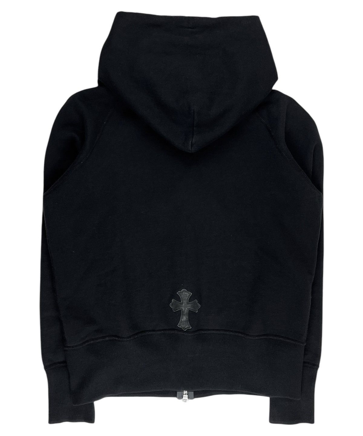 Chrome Hearts Leather Cross Patch Two Way Zip Up Hoodie