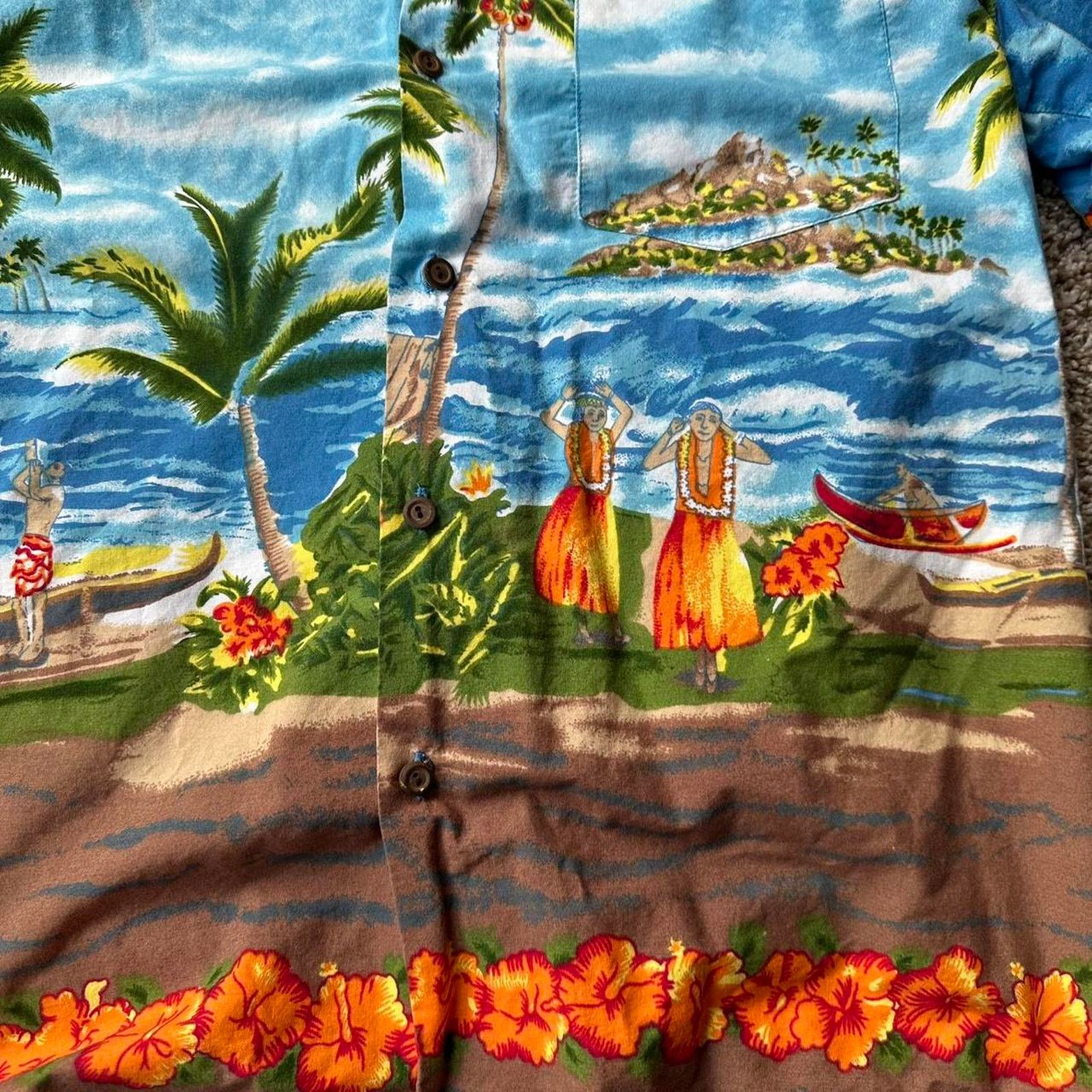 Vintage Vintage 90s Y2K Blue Hawaiian Aloha Costal AOP Button Up Size US M / EU 48-50 / 2 - 2 Thumbnail