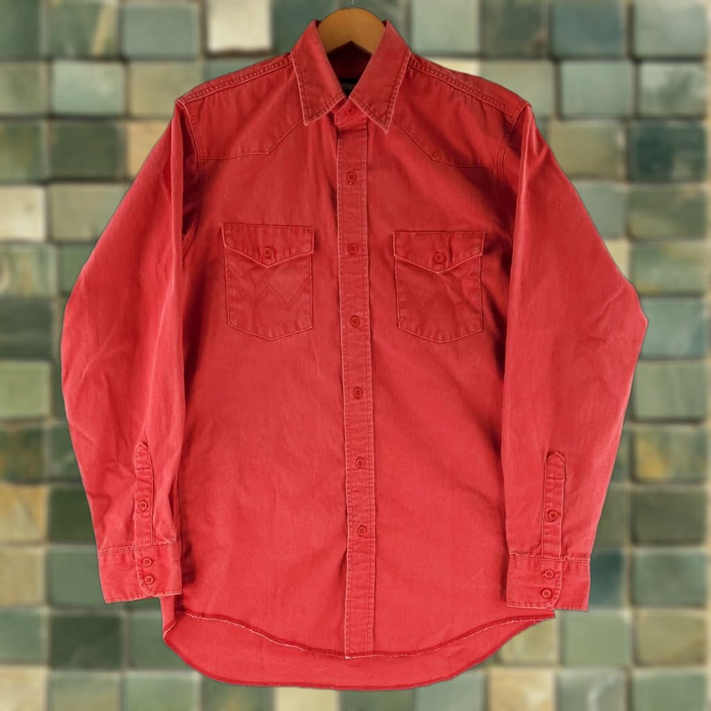 Wrangler Wrangler Brush Popper Brushpopper Button Up Shirt Red Made USA Mens 15.5-34 M Long Sleeve Shirt Mens Rubisher? Size US M / EU 48-50 / 2 - 1 Thumbnail