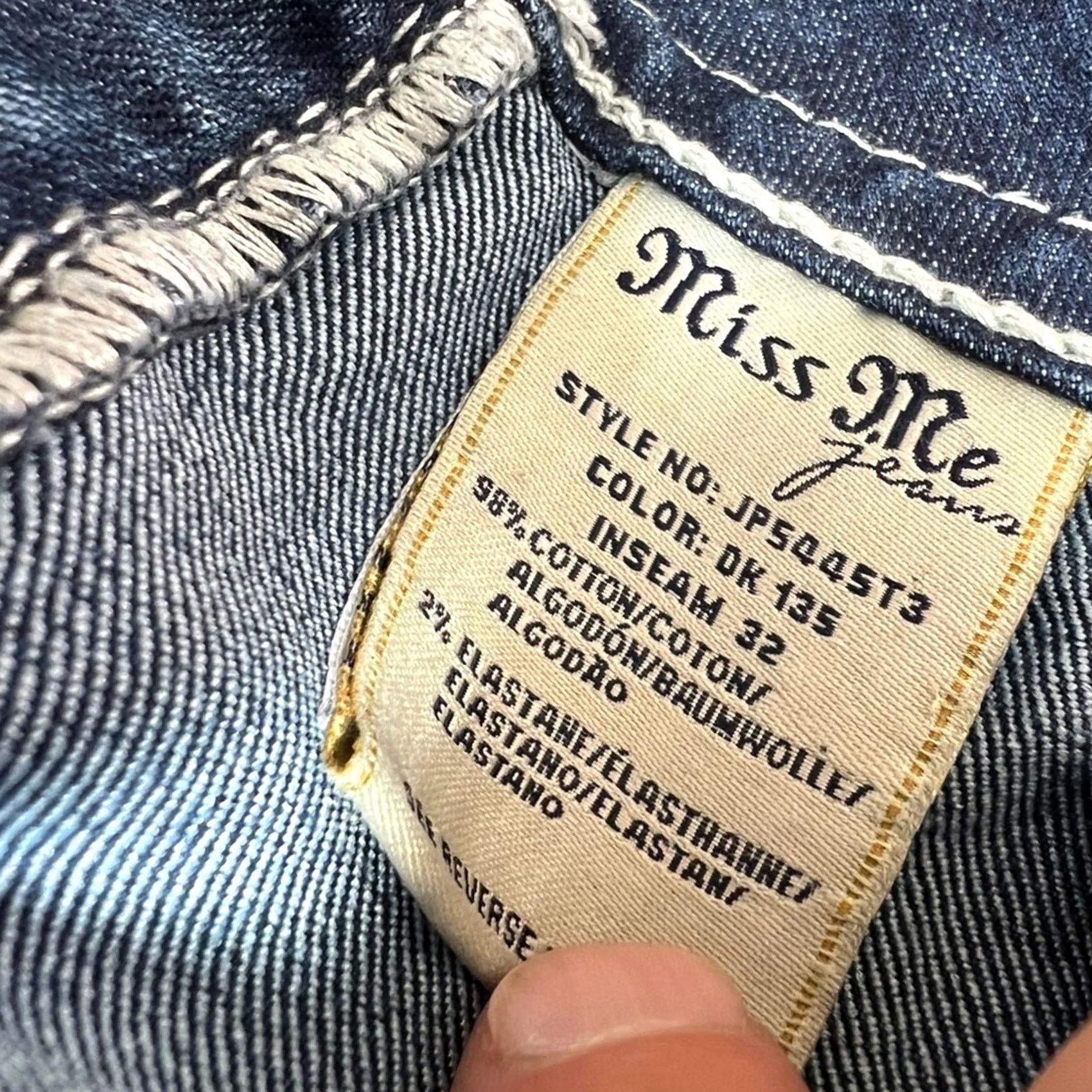 Miss Me Miss Me Jeans 28 Dark Wash Embellished Stone Cross Straight Leg Women’s Size 28" / US 6 / IT 42 - 7 Thumbnail