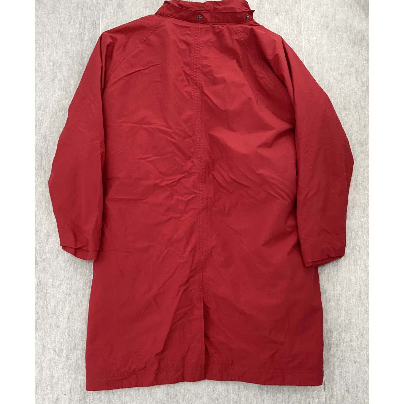 Vintage L.L. Bean Womens Trench Coat Rain Coat Wool Lined Full Zip Red - Size M - Polyester Canvas - Long Coat - Outdoor Rainwear - Womens Size M / US 6-8 / IT 42-44 - 3 Thumbnail