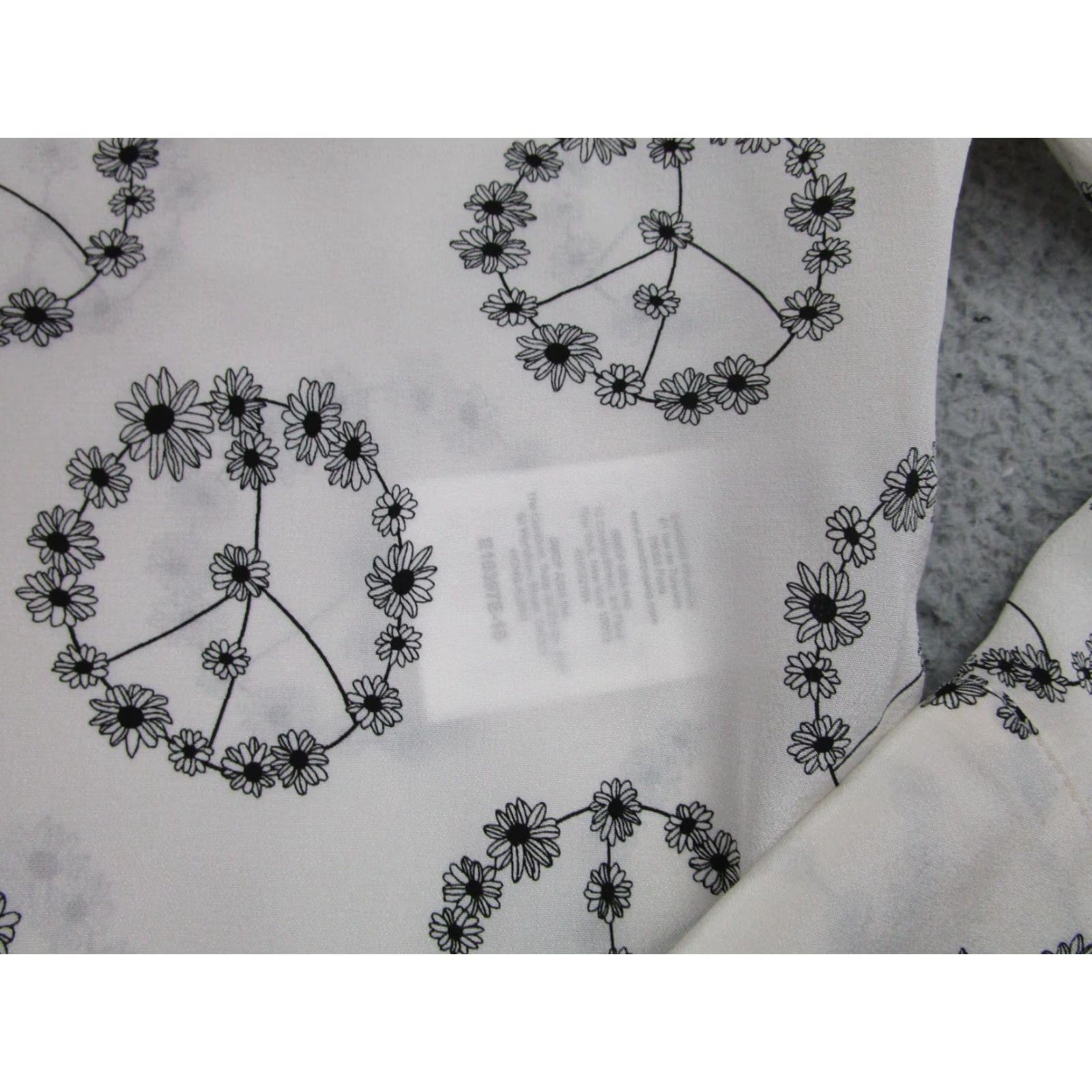Sandro Sandro Paris Blouse Womens Size 2 White Silk Floral Sheer Long Sleeve Peace Theme Size XS / US 0-2 / IT 36-38 - 3 Thumbnail