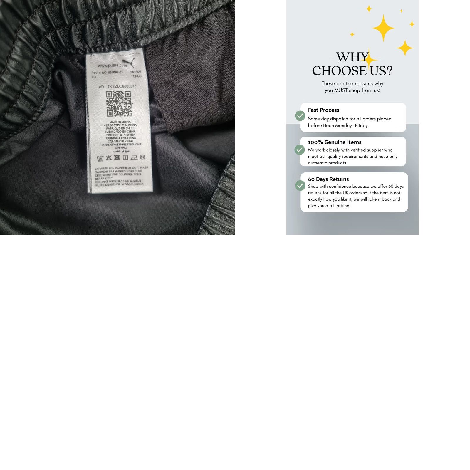 Puma PUMA Womens Trousers Black Large Faux Leather Straight Leg Elastic Waist Pockets 535692 Size 36" / US 14 / IT 50 - 8 Thumbnail