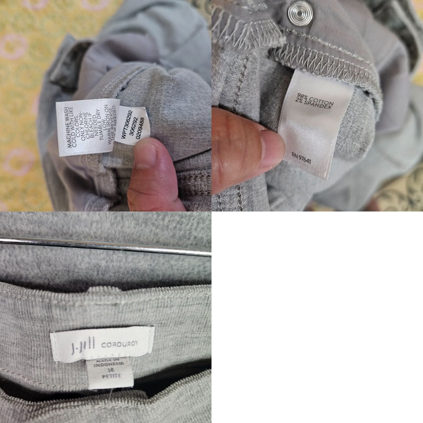 J. Jill J.JILL Corduroy Pants Women 14P Mid Rise Gray Solid Casual Outdoor Preppy Men/Womens? Size 36" / US 14 / IT 50 - 8 Thumbnail