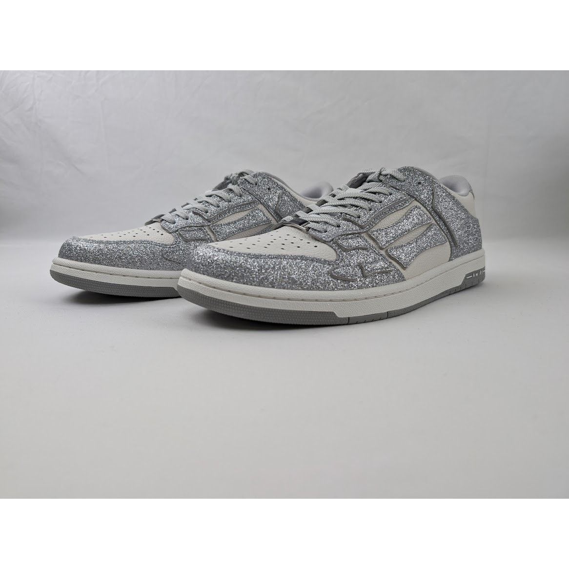 Amiri o1rshd1 Shimmer Skeleton Top Low Sneaker in Silver/White Size US 11 / EU 44 - 7 Thumbnail