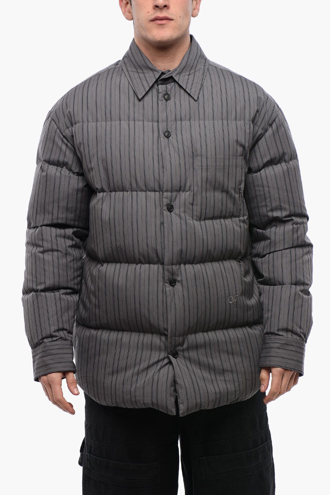 Off-White o1y0225 Logo Jacket in Grey/Black Size US L / EU 52-54 / 3 - 1 Thumbnail