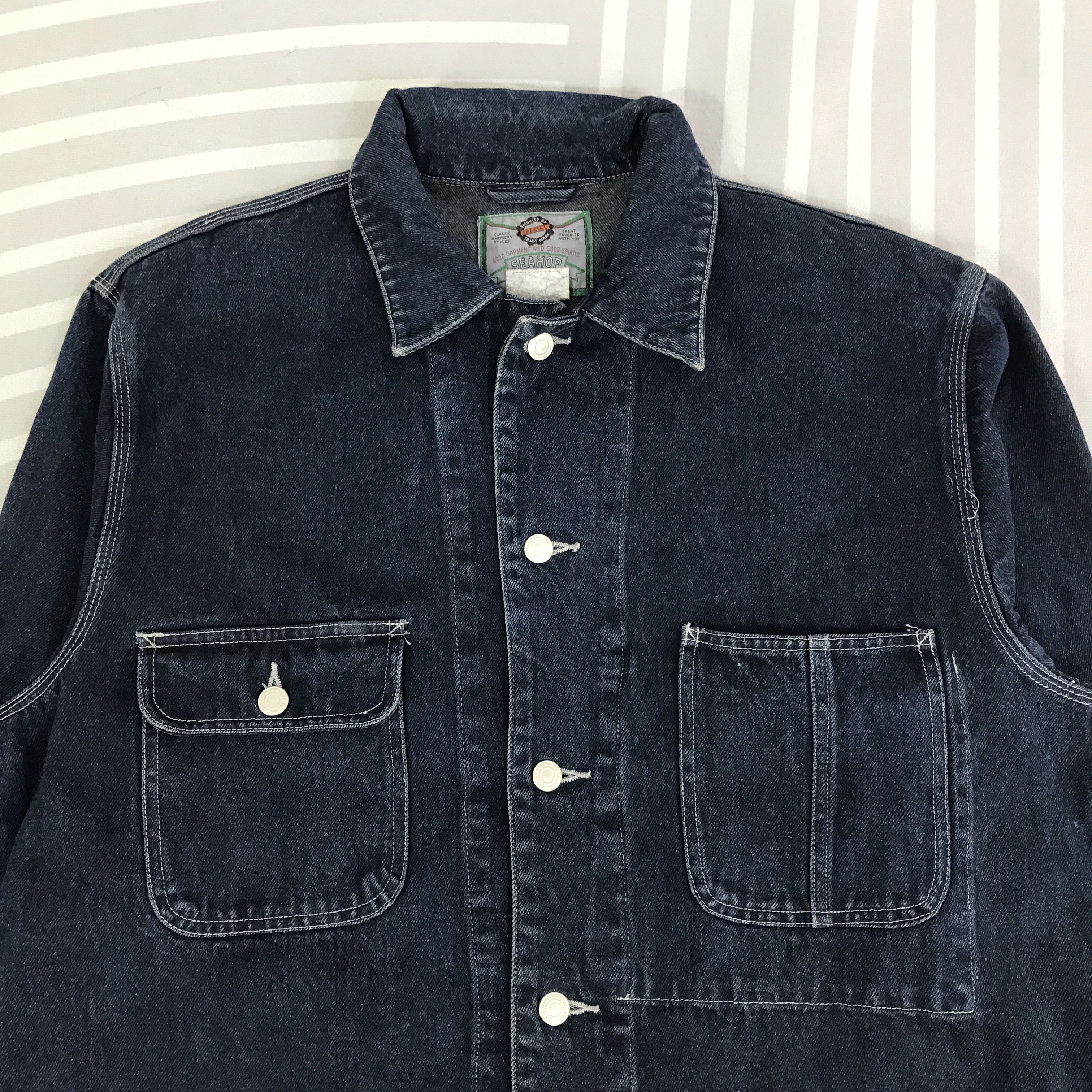 Japanese Brand Vintage Seashop Denim Button Jacket K115B7 Size US L / EU 52-54 / 3 - 2 Thumbnail