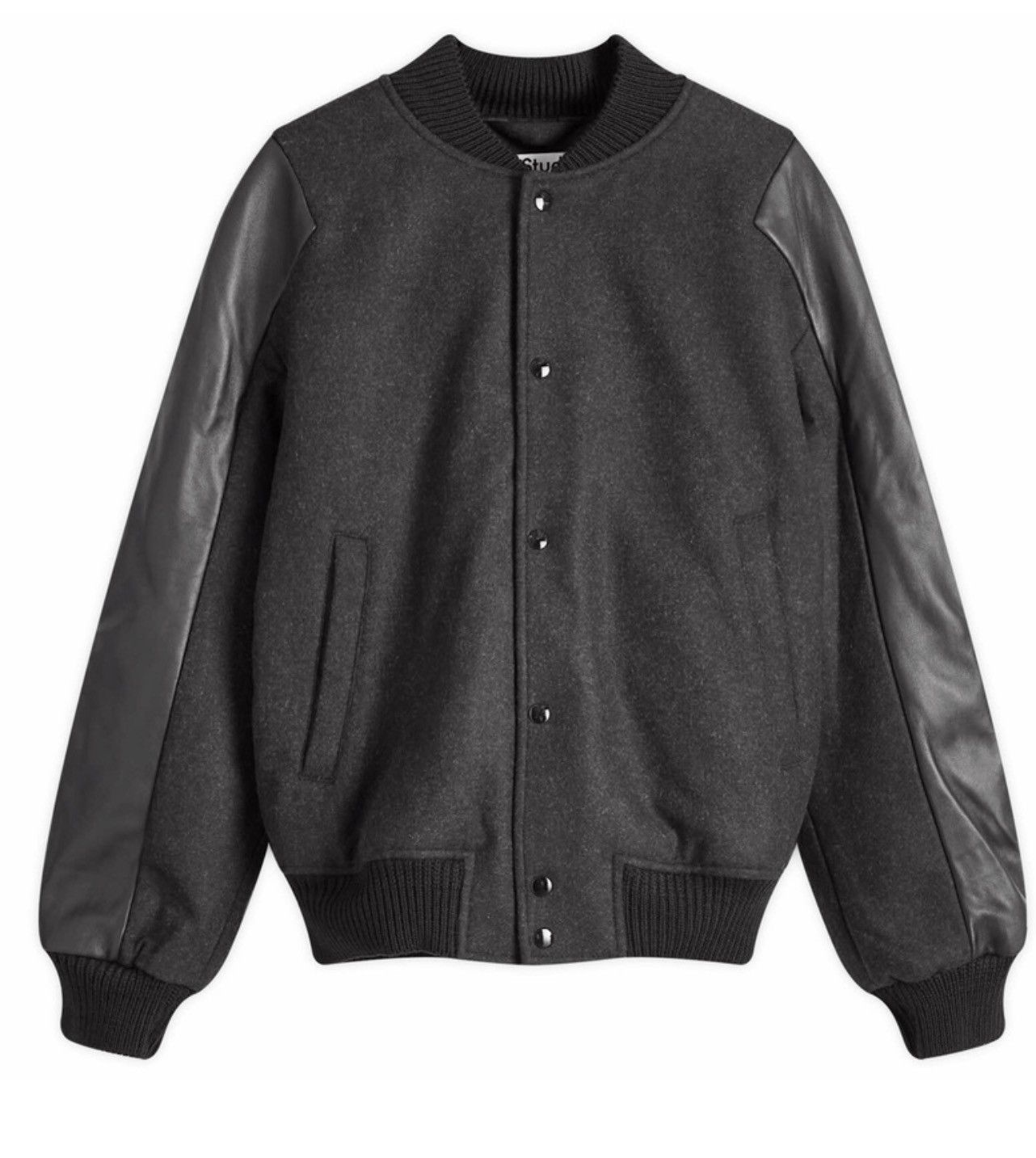 Acne Studios Acne Studios Wool Bomber Jacket Leather Sleeves Size US L / EU 52-54 / 3 - 1 Thumbnail