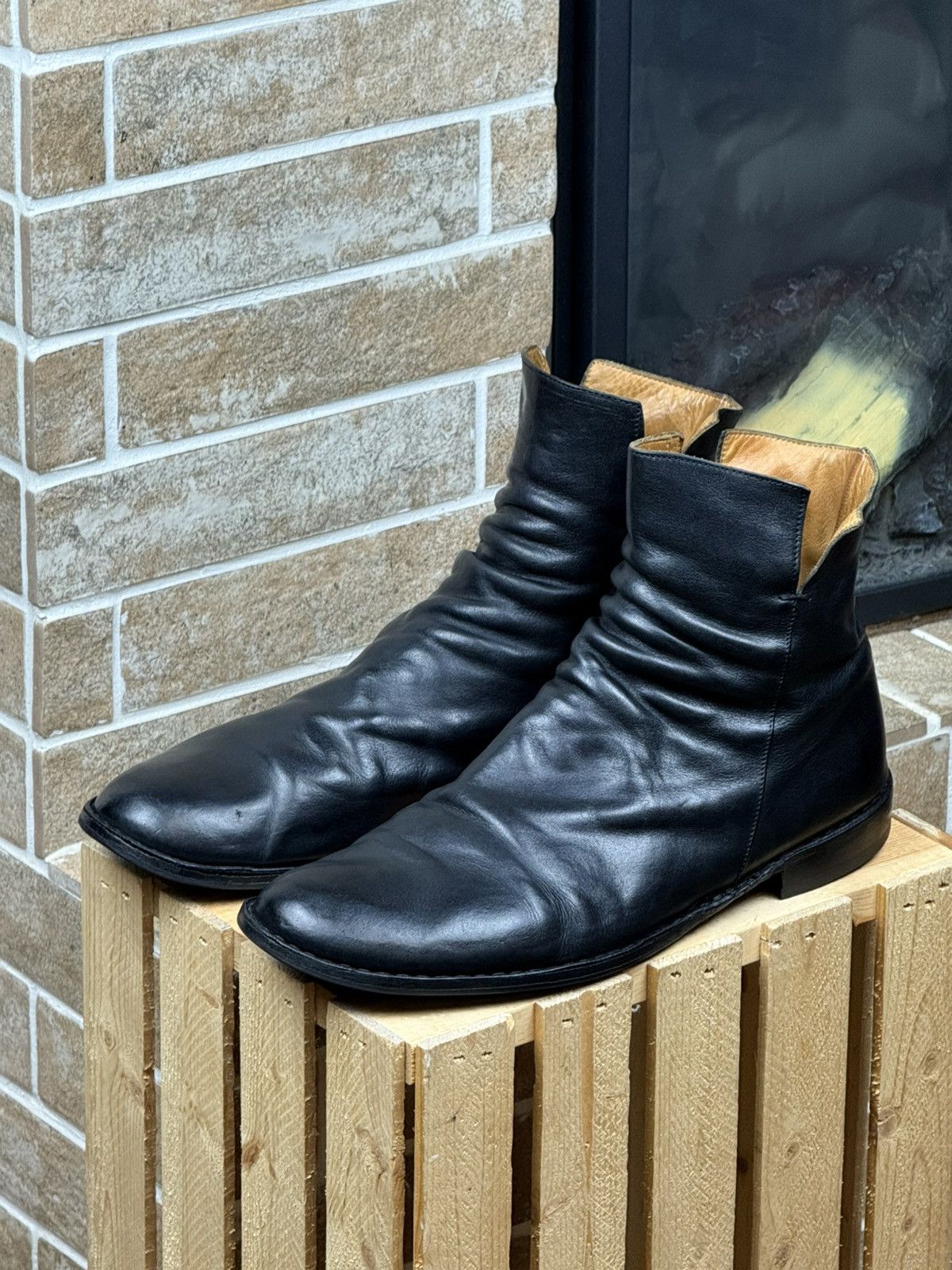 Fiorentini + Baker Fiorentini Baker Leather Black Side Zip Ankle Boots Size US 13 / EU 46 - 3 Thumbnail