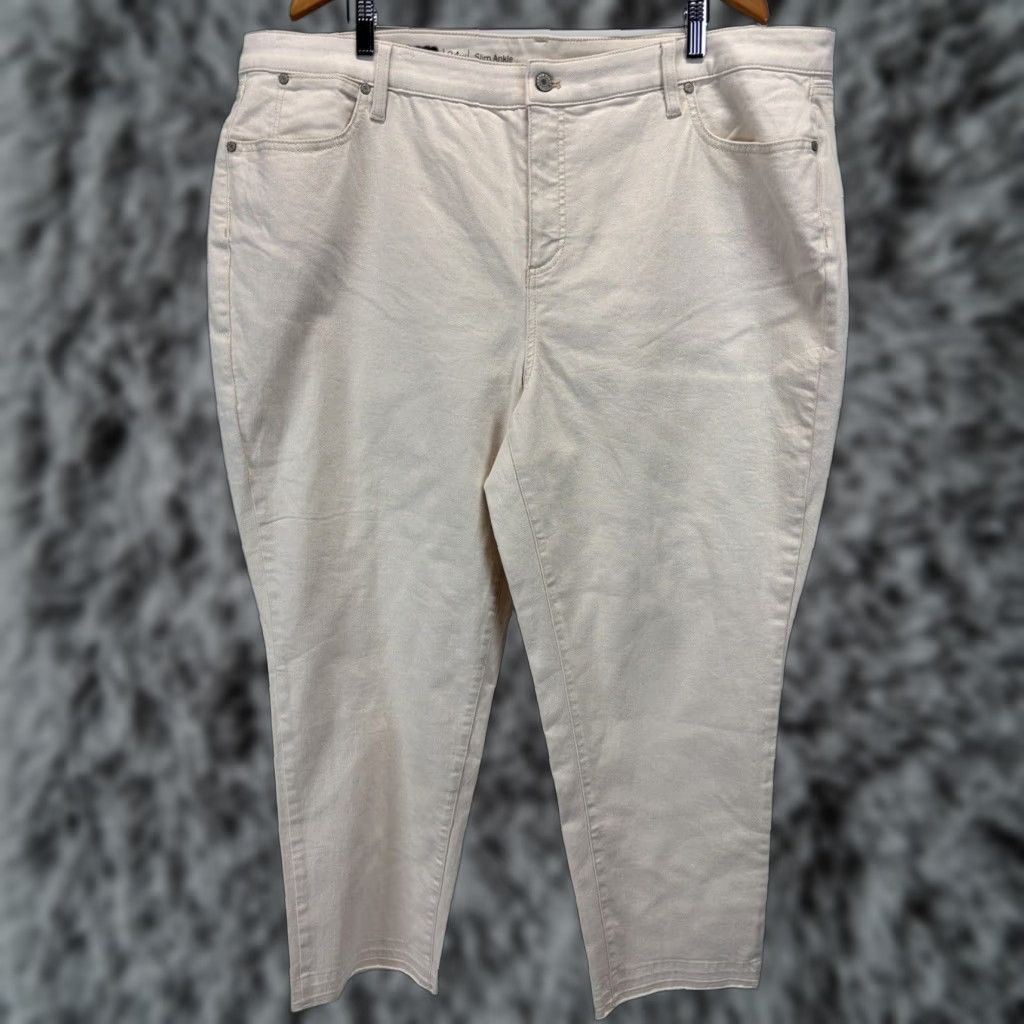 Talbots VINTAGE? No, Talbots Slim Ankle Jeans 24W Plus Eggshell Denim Jeans Women Slim Ankle 24W Ivory Women’s Plus Size Jeans Size 42" / US 20 - 1 Thumbnail