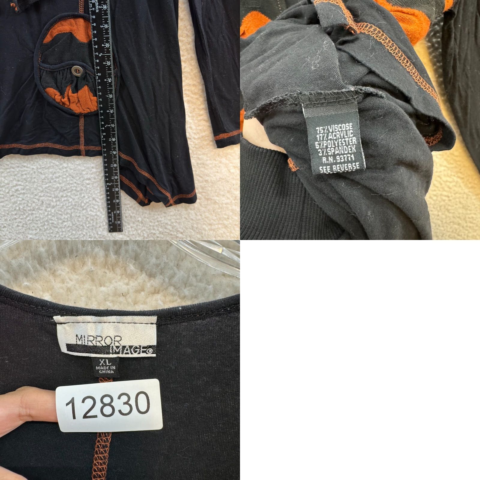 Vintage VINTAGE Mirror Image Shirt XL Black Orange Asymmetrical Hippie Boho Grunge Goth Halloween Y2K top Size XL / US 12-14 / IT 48-50 - 8 Thumbnail