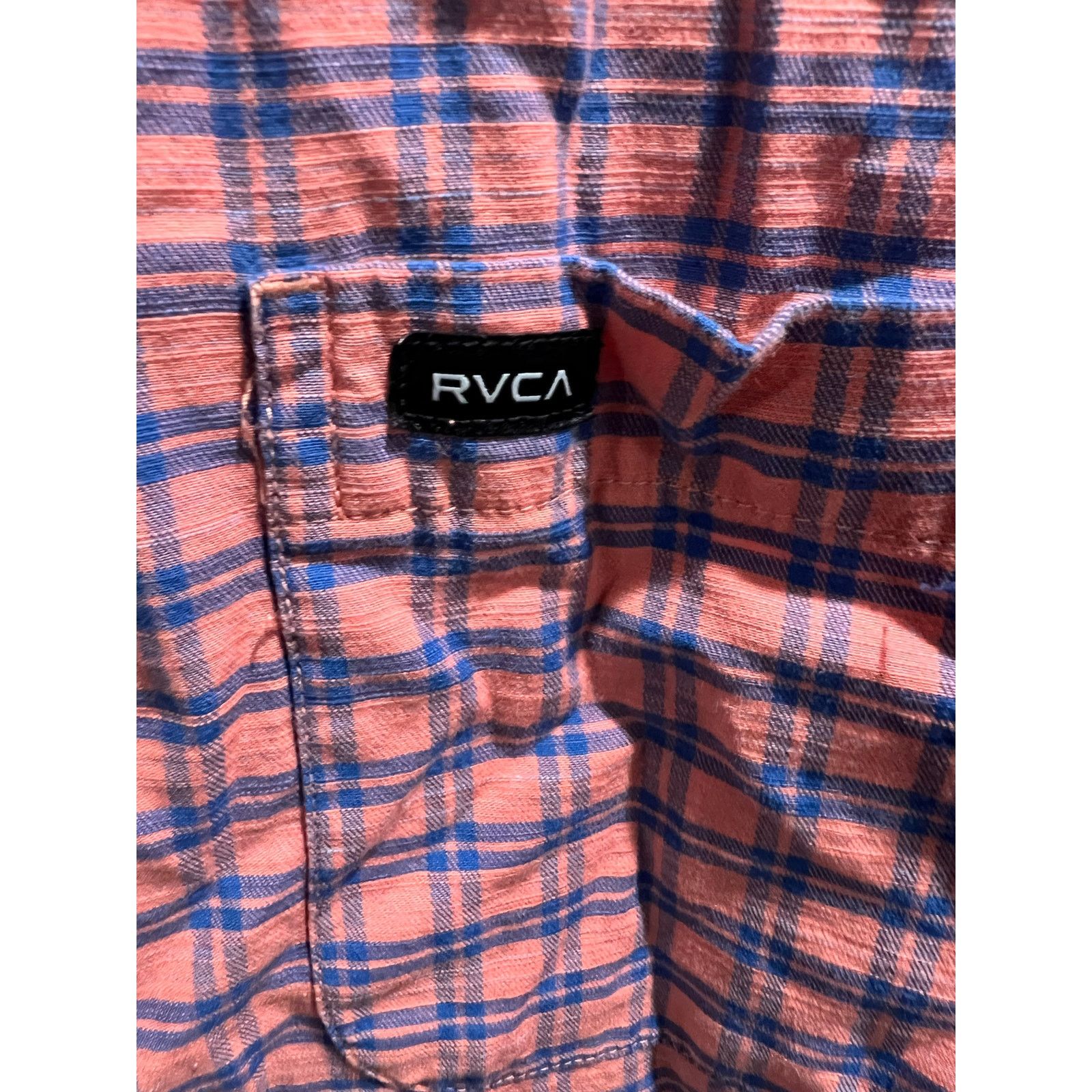 RVCA RVCA Slim Fit Short Sleeve Button Shirt XL Plaid Pink Blue Size US XL / EU 56 / 4 - 3 Thumbnail