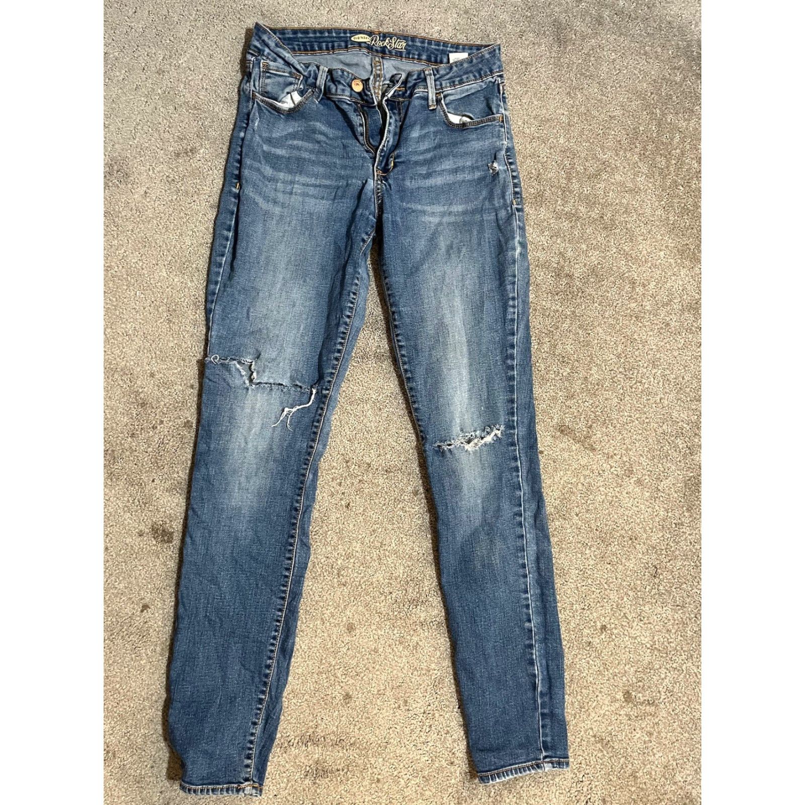 Old Navy Old Navy Womens Rockstar Super Skinny Jeans Size 10 Regular Distroy Solid Size 32" / US 10 / IT 46 - 2 Thumbnail
