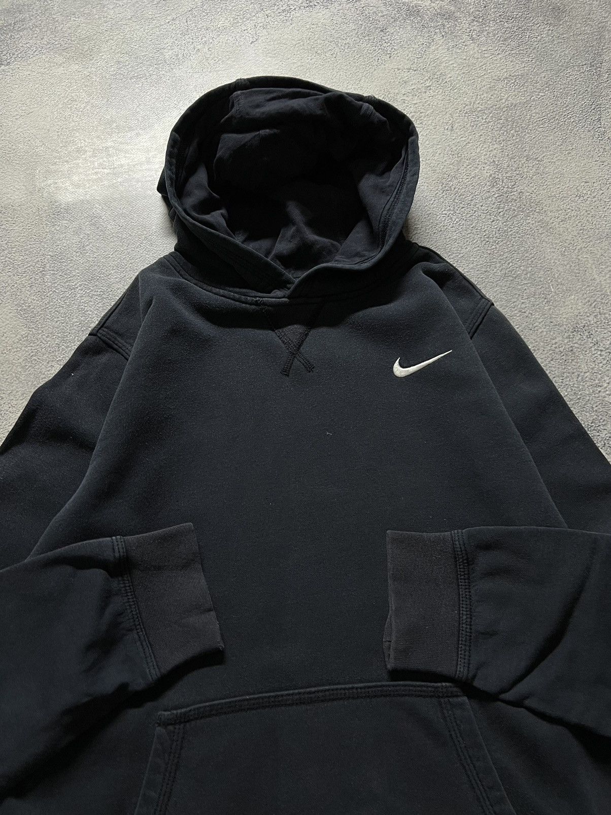 Nike × Vintage Vintage Y2k Nike 🖤 Faded Mini Swoosh Hoodie 00’s Size US S / EU 44-46 / 1 - 2 Thumbnail