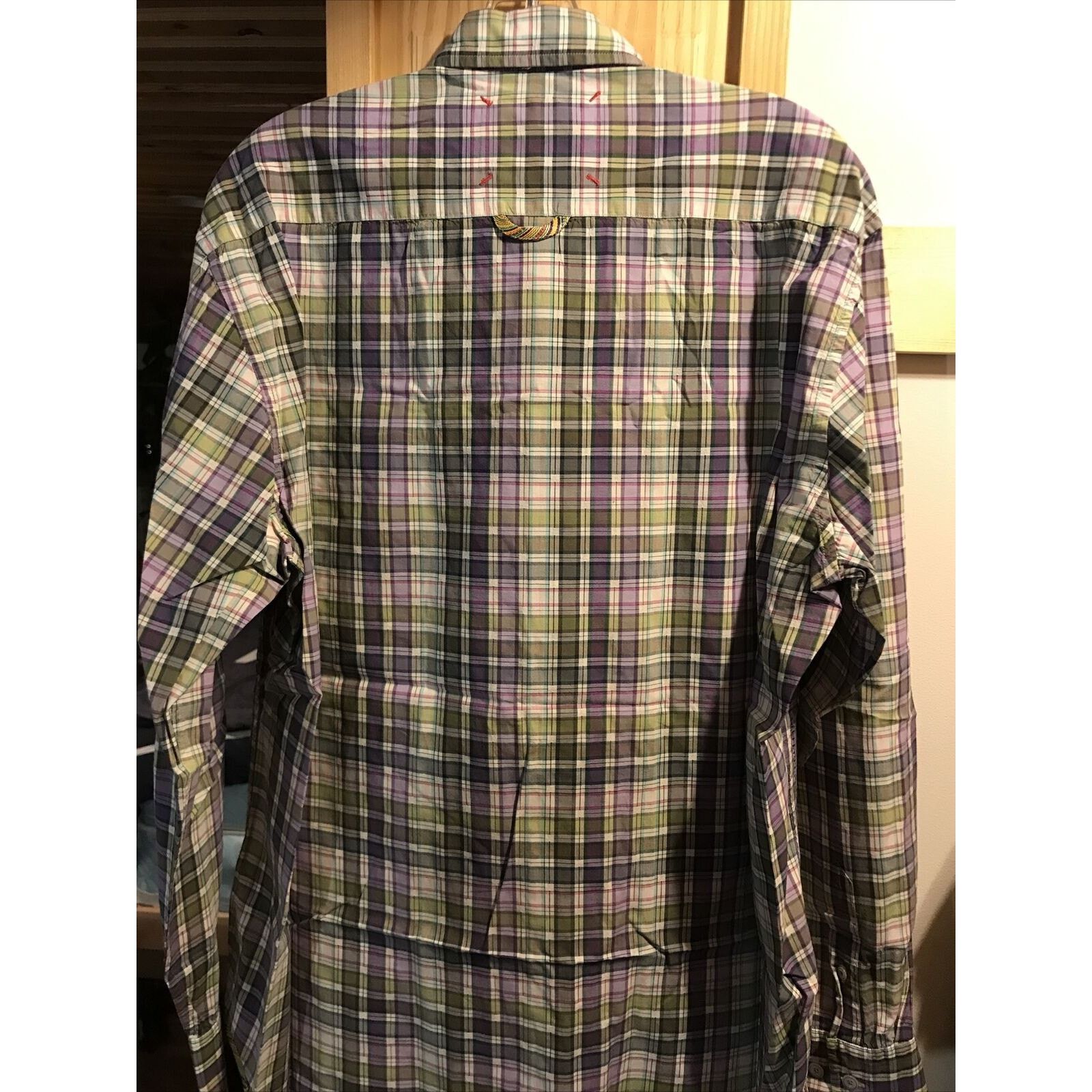 Robert Graham Robert Graham Men’s Large Green Purple Plaid LS Cotton Shirt Size US L / EU 52-54 / 3 - 10 Thumbnail