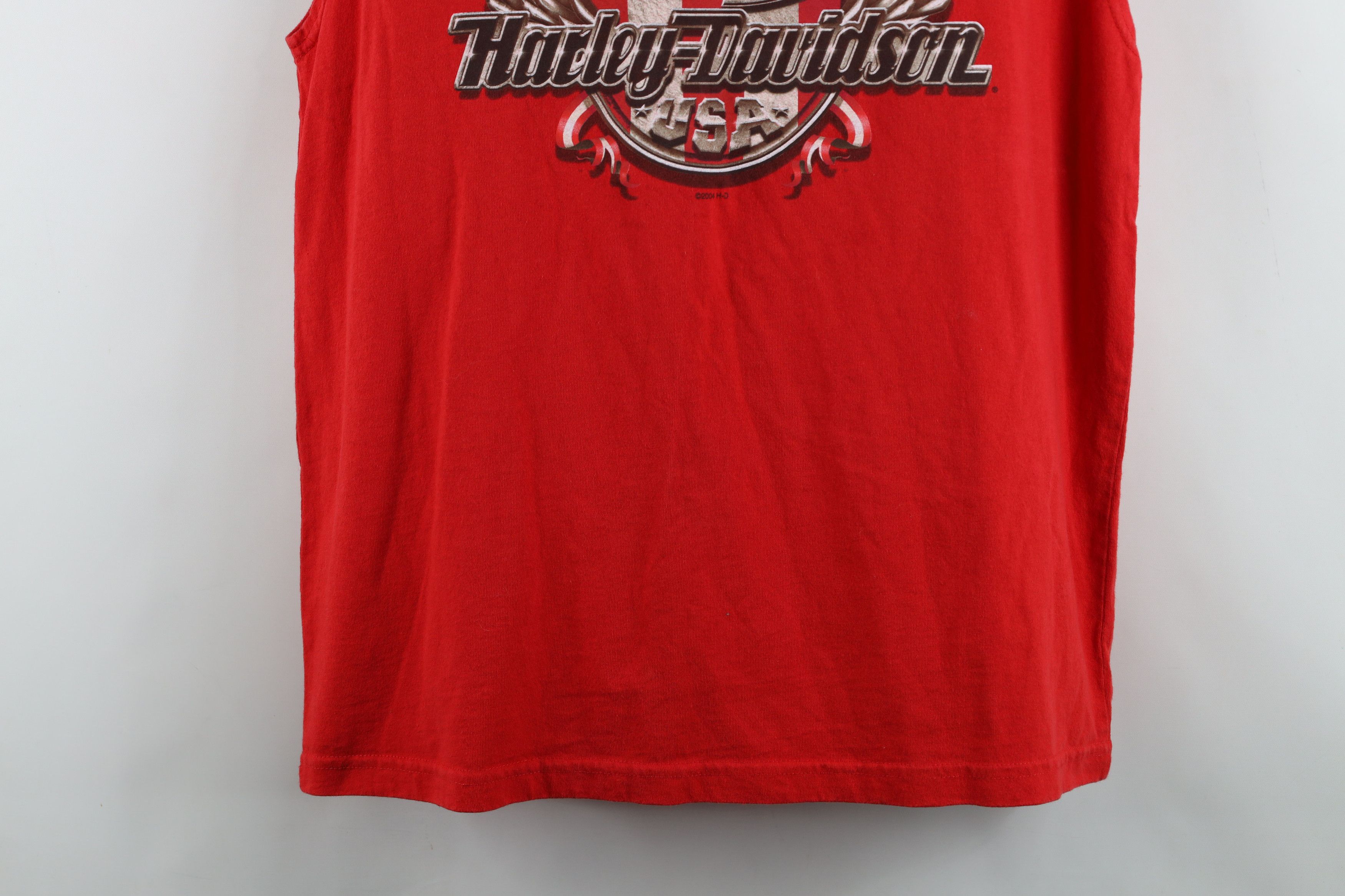 Harley Davidson Vintage Y2K 2004 Harley Davidson Spell Muscle T-Shirt Red Size US L / EU 52-54 / 3 - 3 Thumbnail