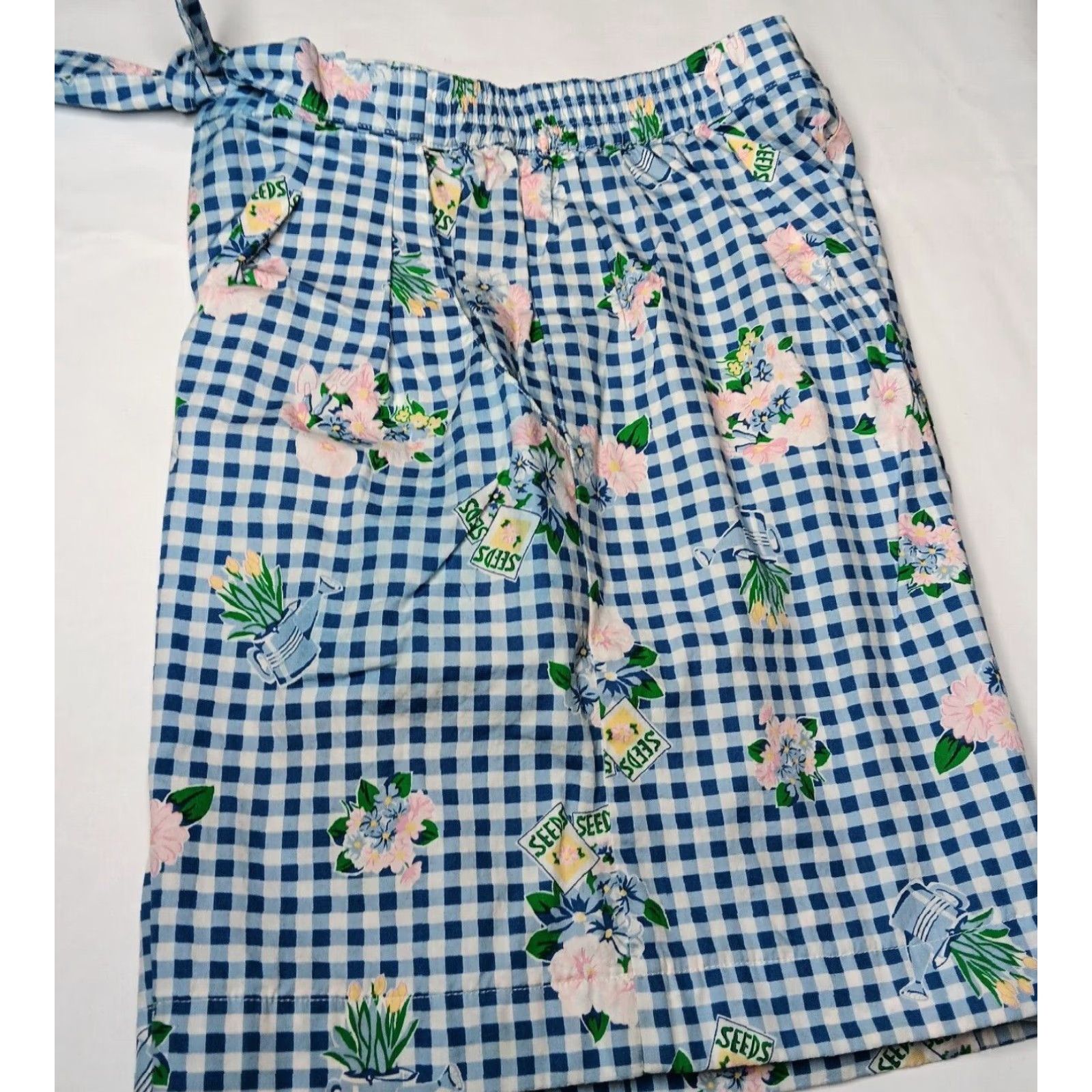Vintage VINTAGE The Eagle's Eye Womens Shorts Casual Pleated Cotton Flower Garden Bow M Blue Size 32" / US 10 / IT 46 - 4 Thumbnail