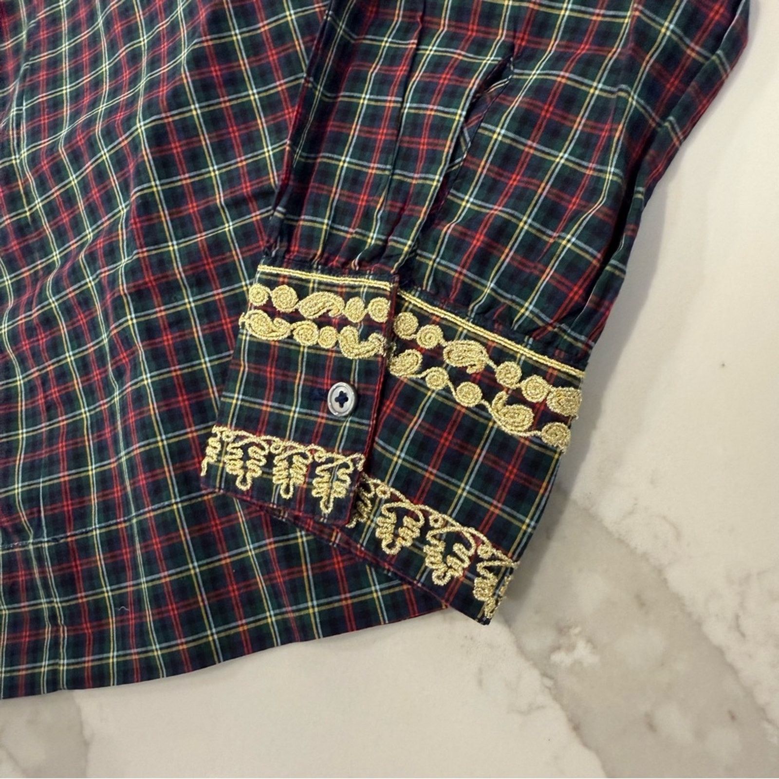 J.Crew J. Crew NWT Embroidered Plaid Peasant Holiday Top Womens XS Size XS / US 0-2 / IT 36-38 - 5 Thumbnail