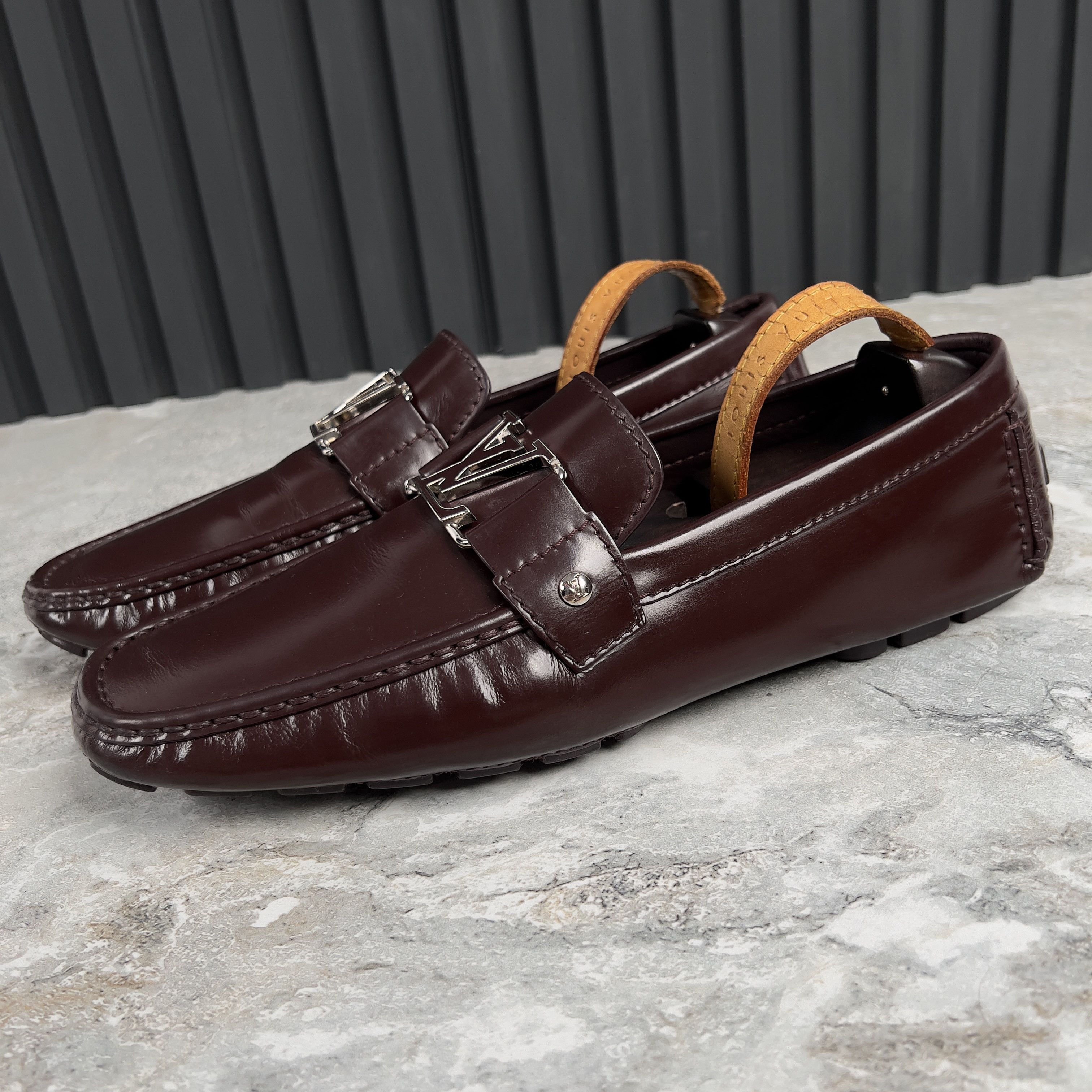 Louis Vuitton Monte Carlo Moccasins Glazed Leather Shoes in Brown, Men's (Size 9.5)