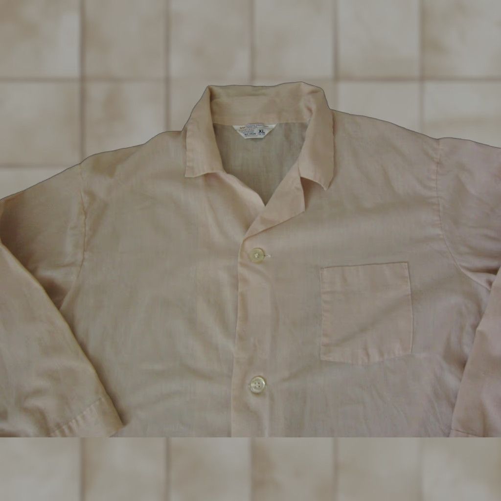Vintage VINTAGE JC Penney Shirt Adult XL Ivory Cotton Button-Up 70s 90s Mens Pajama Pocketed Crew Collared Long Sleeve Size US XL / EU 56 / 4 - 1 Thumbnail
