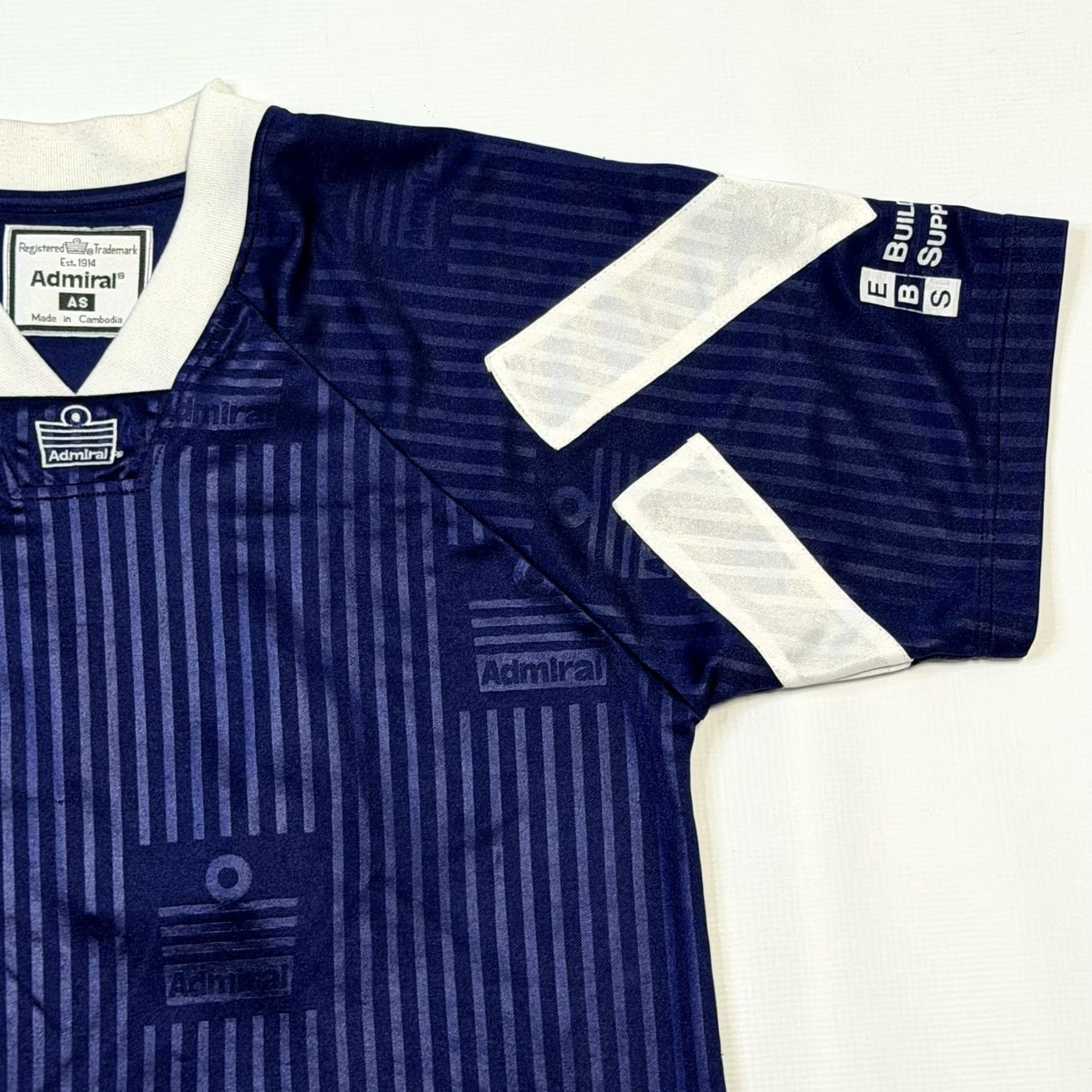 Vintage Admiral Mens Small Blue Striped Raglan V-Neck Lightweight Soccer Jersey Shirt Size US S / EU 44-46 / 1 - 2 Thumbnail