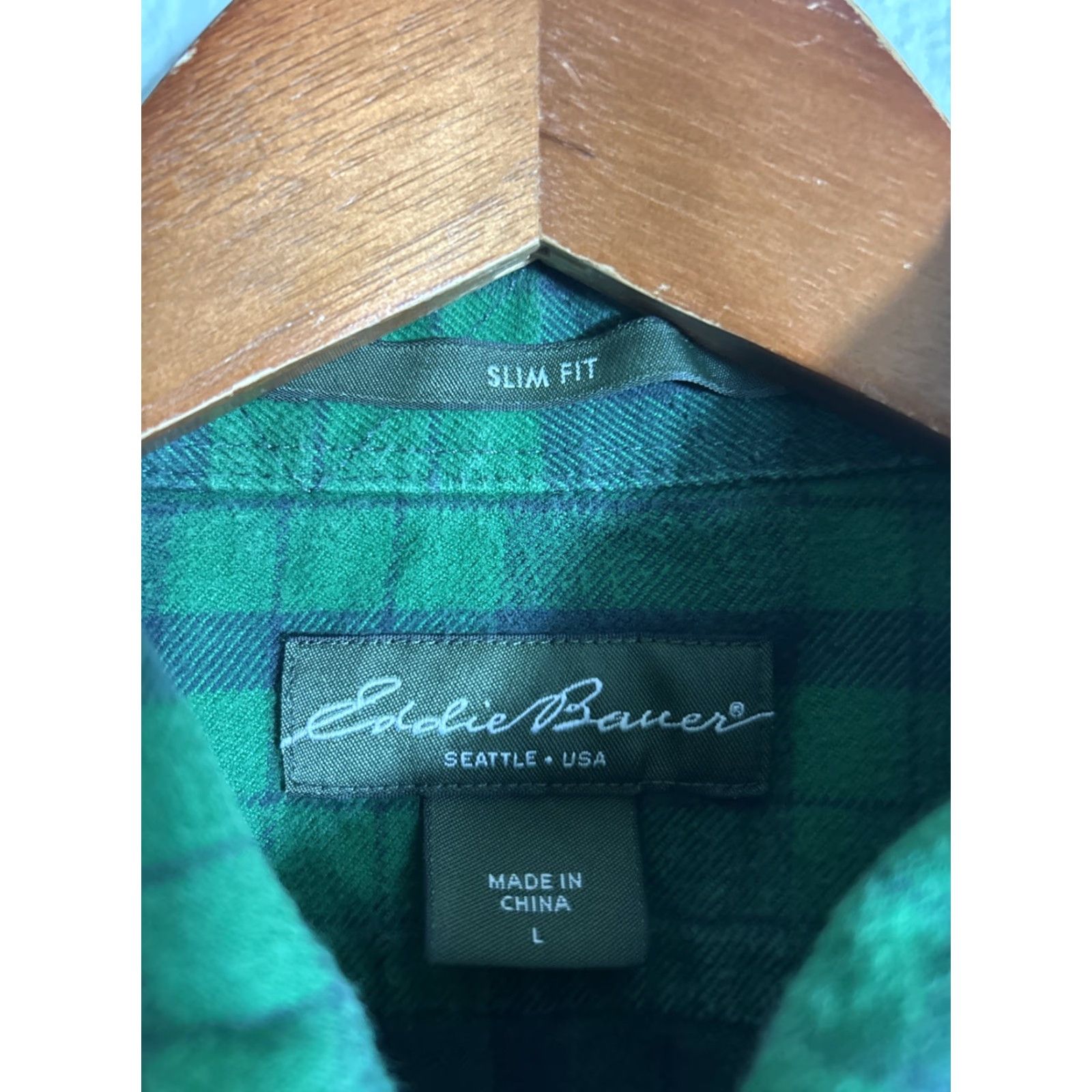 Eddie Bauer Eddie Bauer Slim Fit Flannel Shirt Mens Large Green Plaid Cotton Long Sleeve Button-Up Size US L / EU 52-54 / 3 - 7 Thumbnail