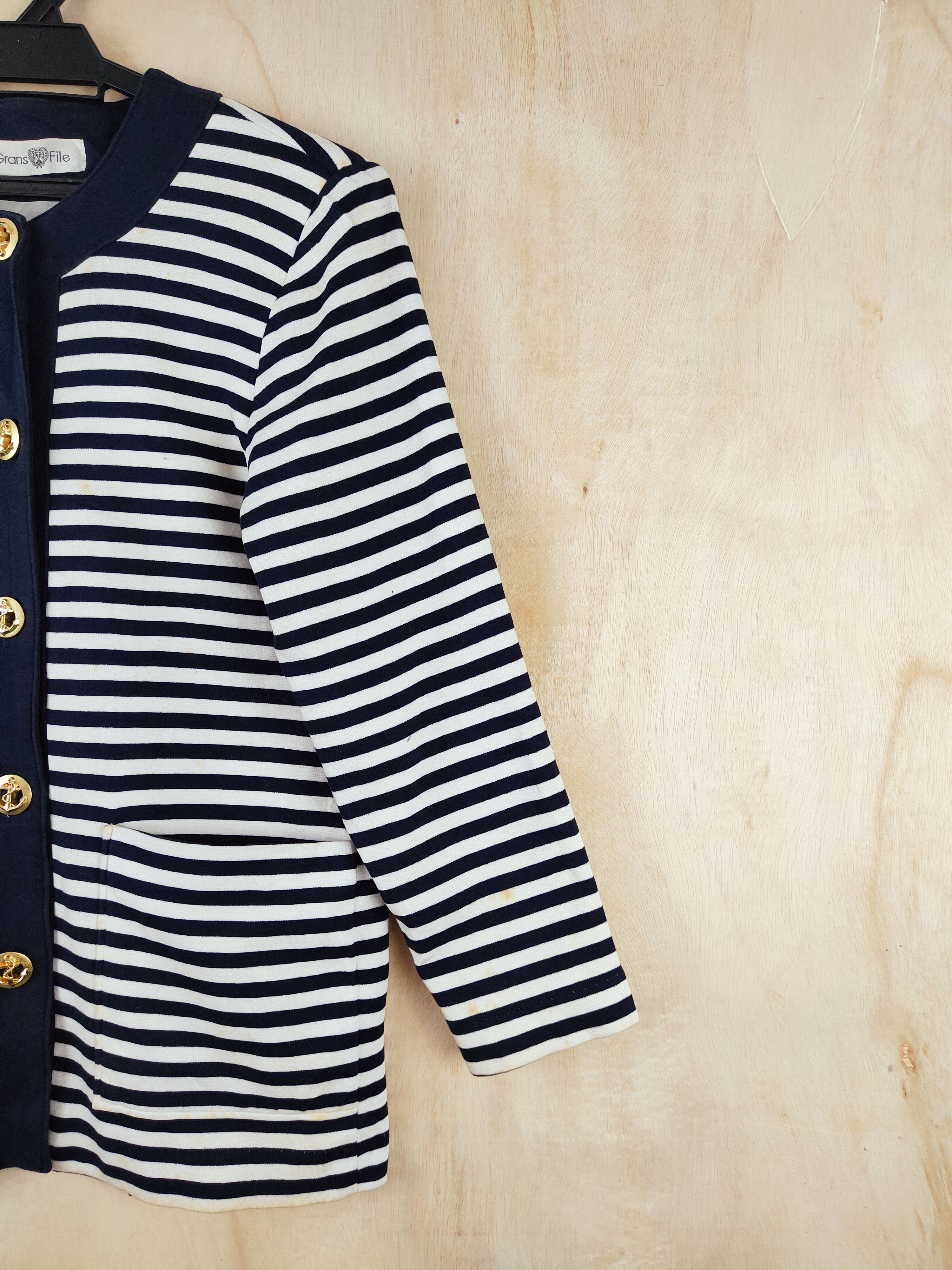 Vintage Luxury Design 💥 Grans File Dark Blue Stripe Jackets Size M / US 6-8 / IT 42-44 - 5 Thumbnail
