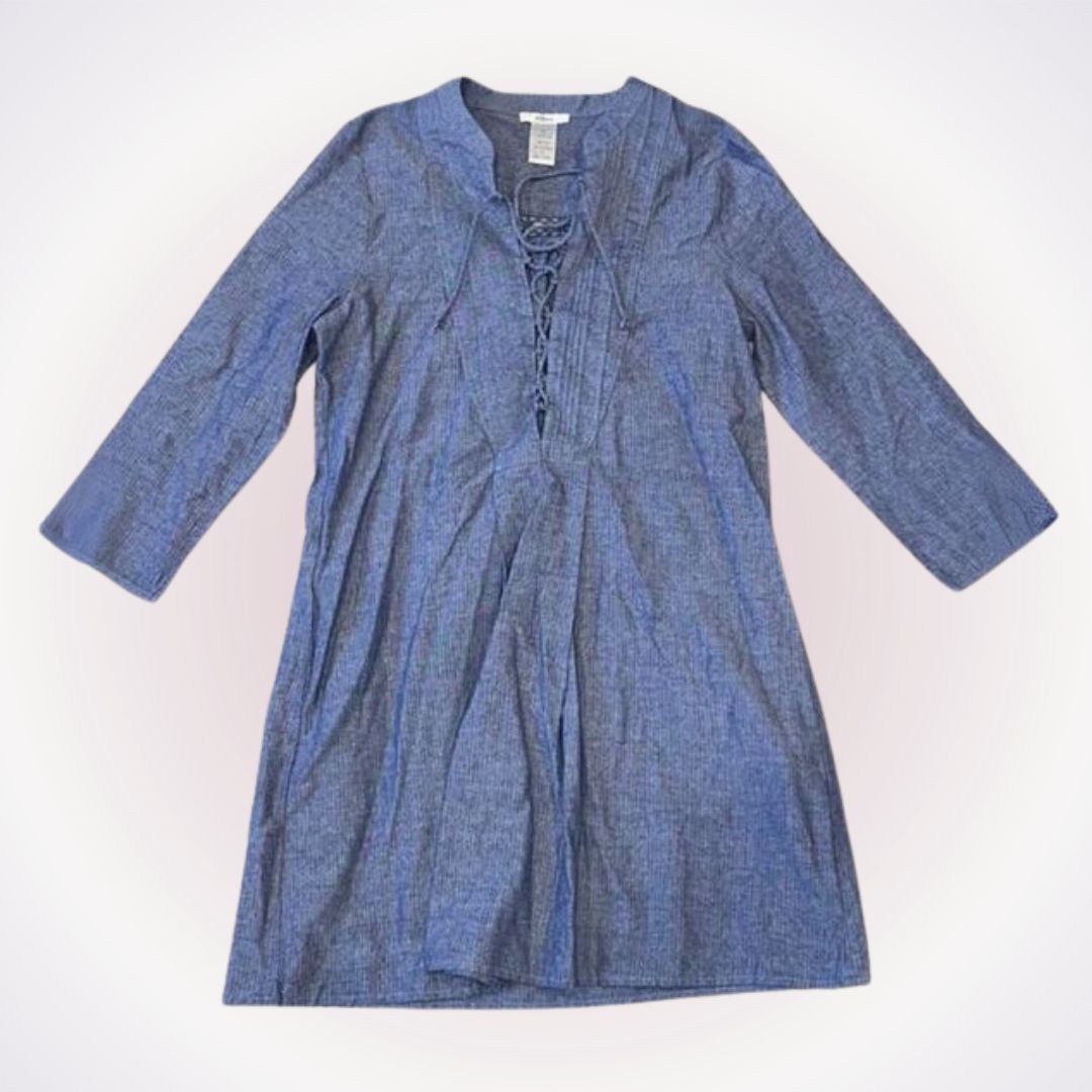 Other Esley Blue Stripe Lace Front V-Neck Swing Dress | Sz S Size S / US 4 / IT 40 - 1 Thumbnail