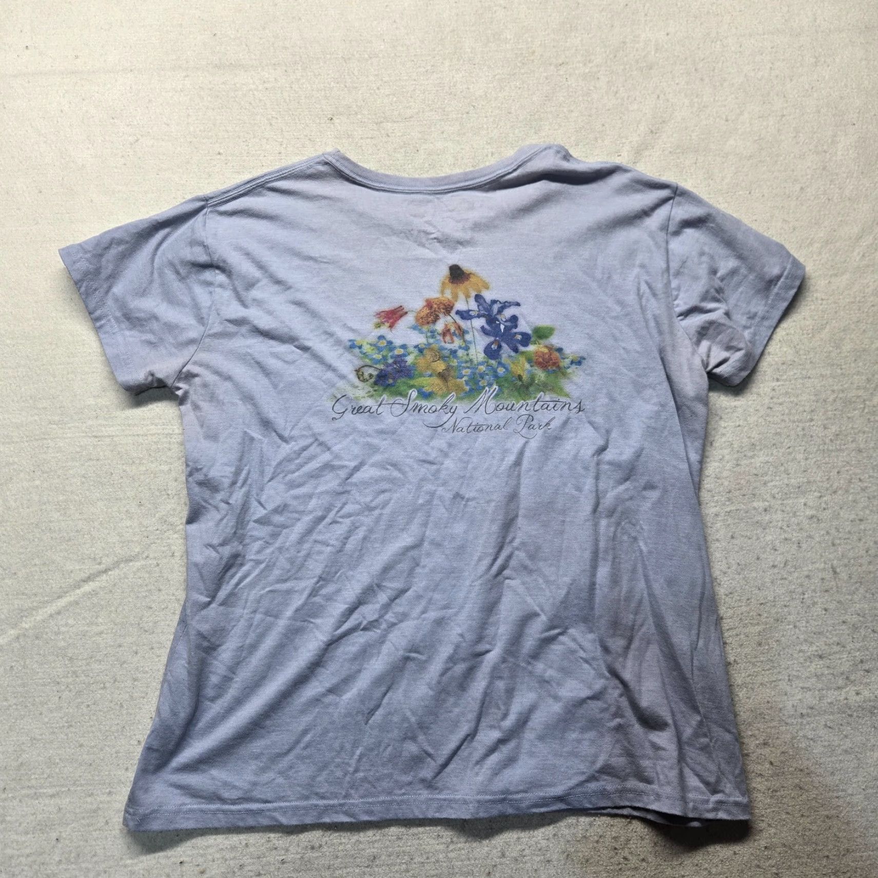 Next Level Great Smokey Mountains National Park Tennessee TN Tee T-Shirt Adult Men's XL Blue Cotton Jersey Graphic Print Smoky Mountains Logo Shirt 80s? Size US XL / EU 56 / 4 - 7 Thumbnail