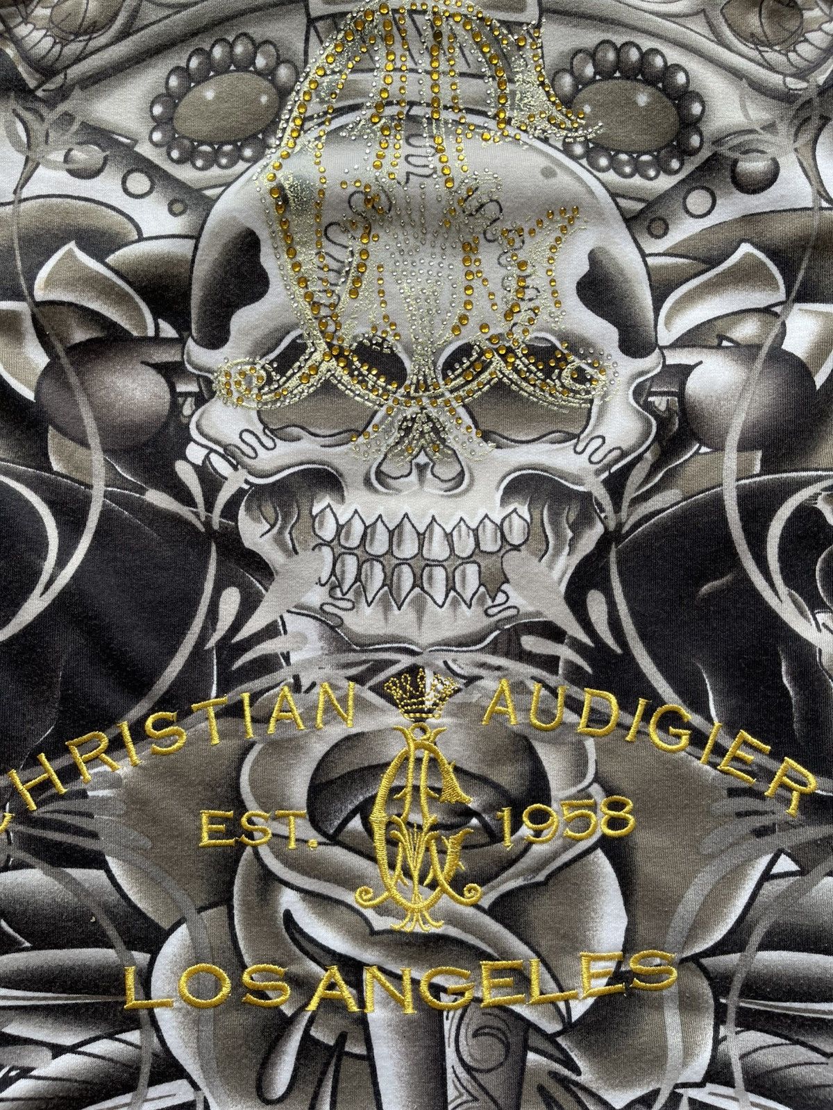 Christian Audigier × Ed Hardy Y2K Christian Audigier Fullprint Skull Zip Hoodie Size S / US 4 / IT 40 - 15 Thumbnail